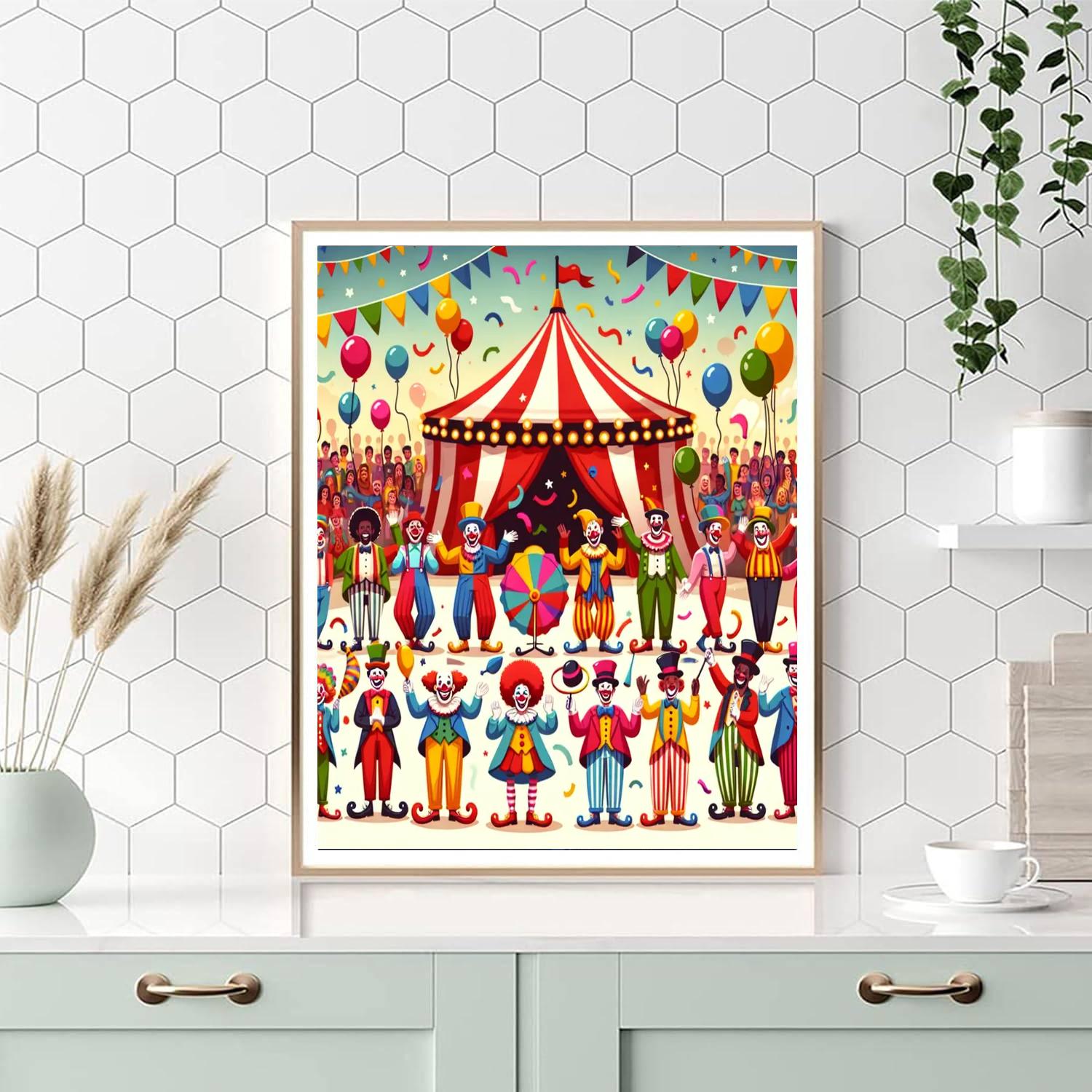 Cheerful Clown Circus Painting Number Kit