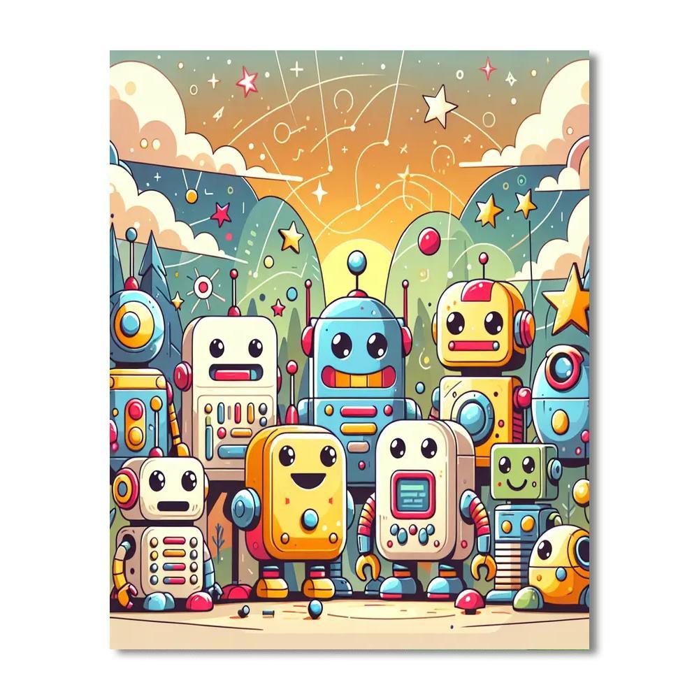 Friendly Robot Crew Paint By Numbers Kits