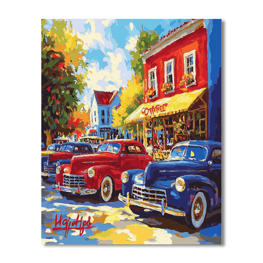Henri Matisse Inspired Vintage Cars And Coffee  Paint By Numbers