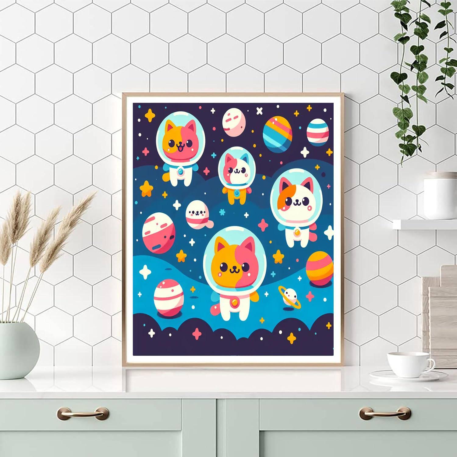 Adorable Space Cats Paint By Color
