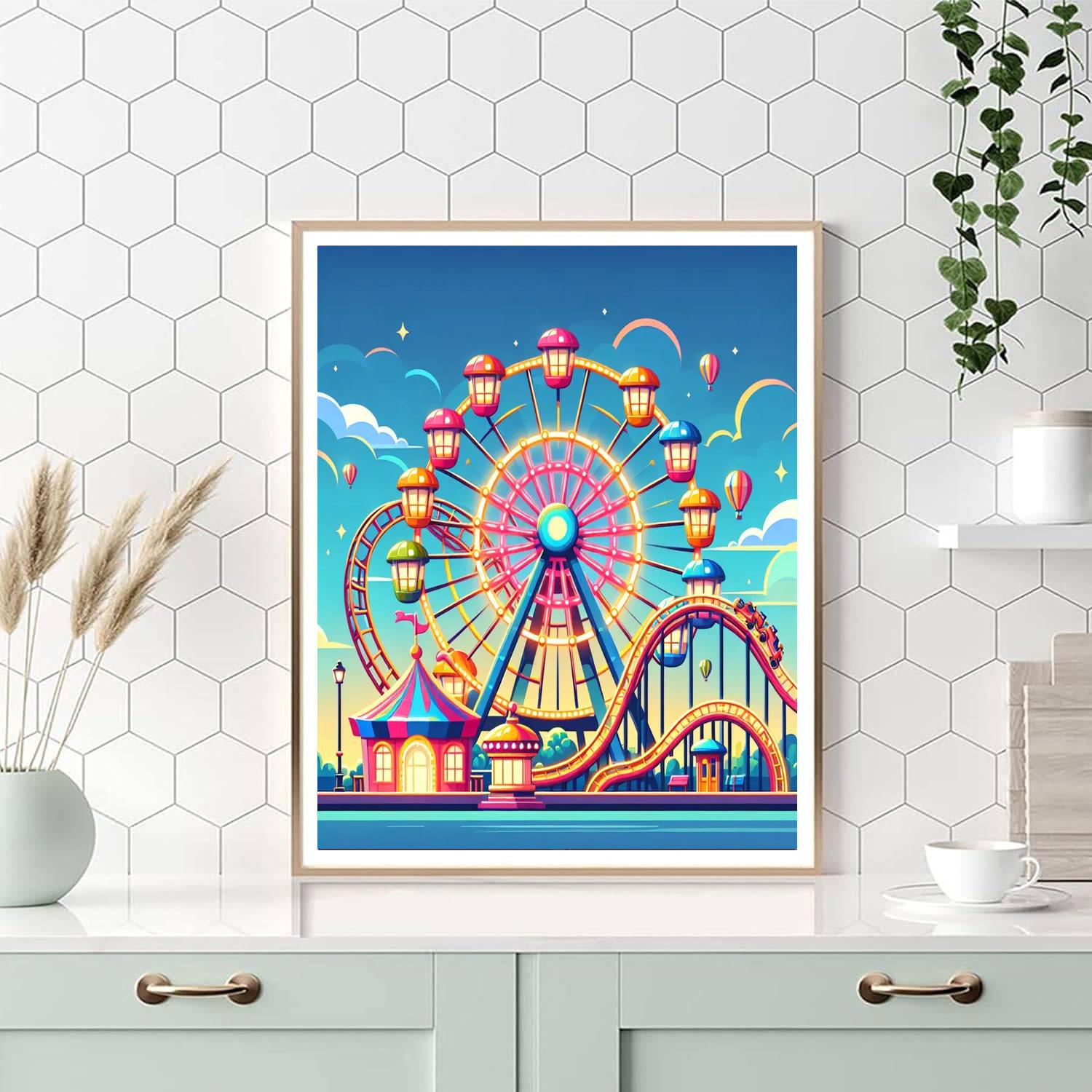 Day At The Amusement Park Number Painting