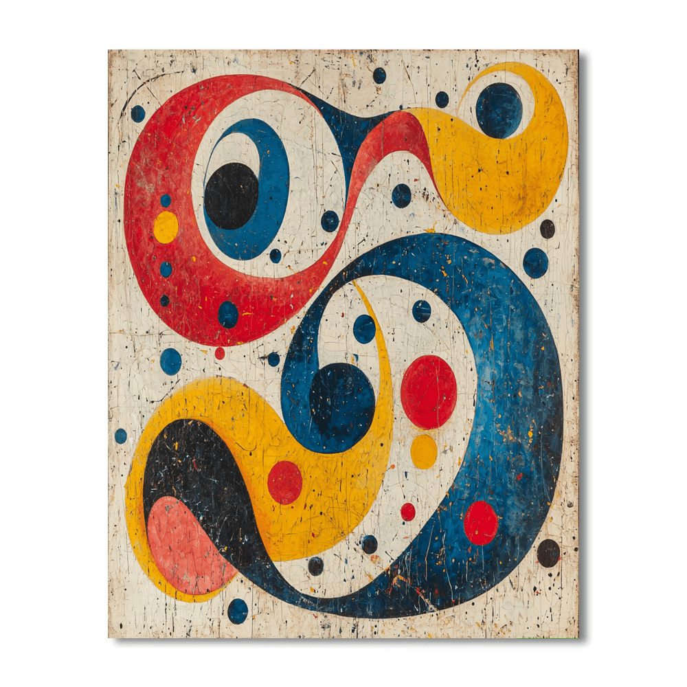 Joan Miró Inspired Whimsical Whirl  Paint By Numbers Art