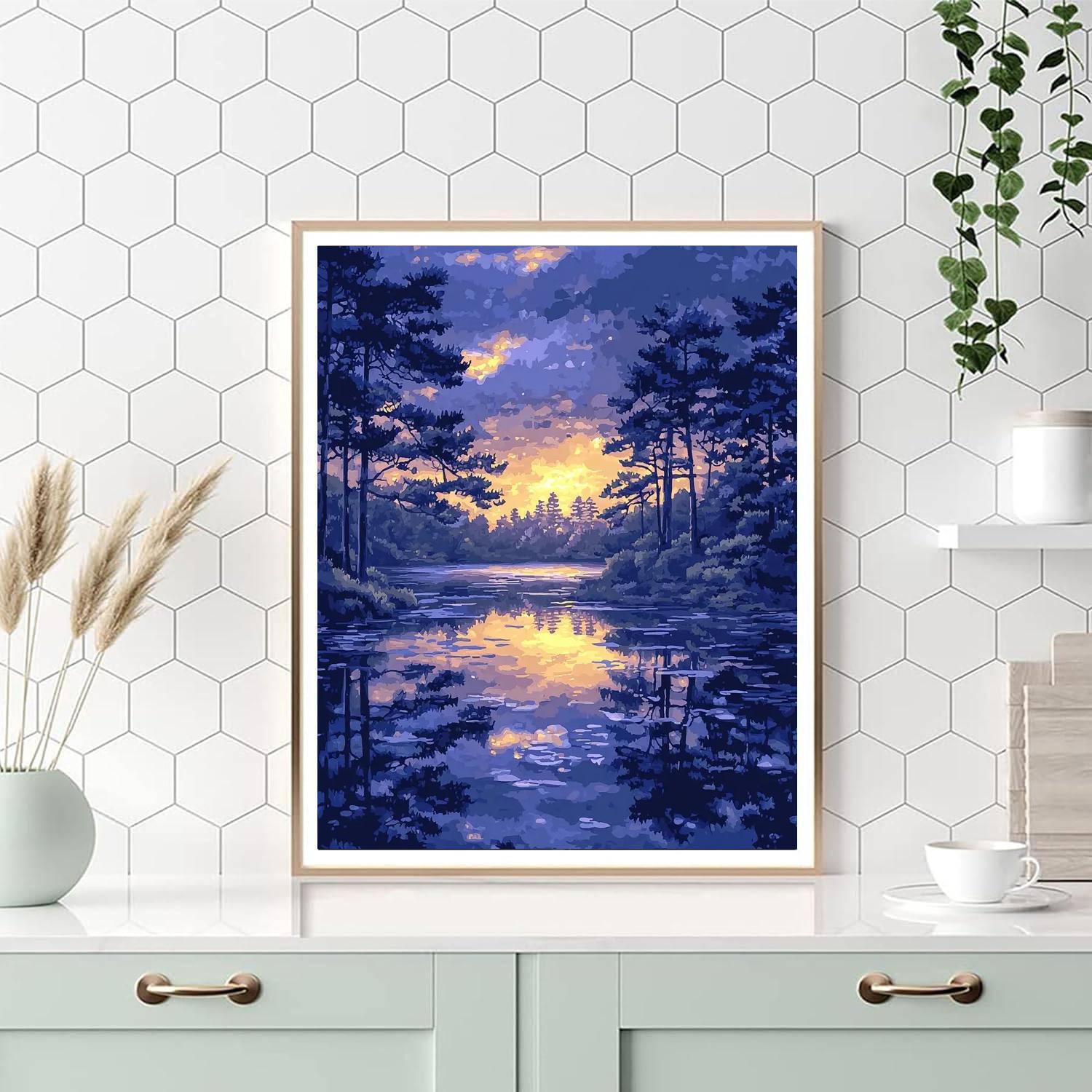 Utagawa Hiroshige Inspired Twilight's Serene Reflection  Number Painting