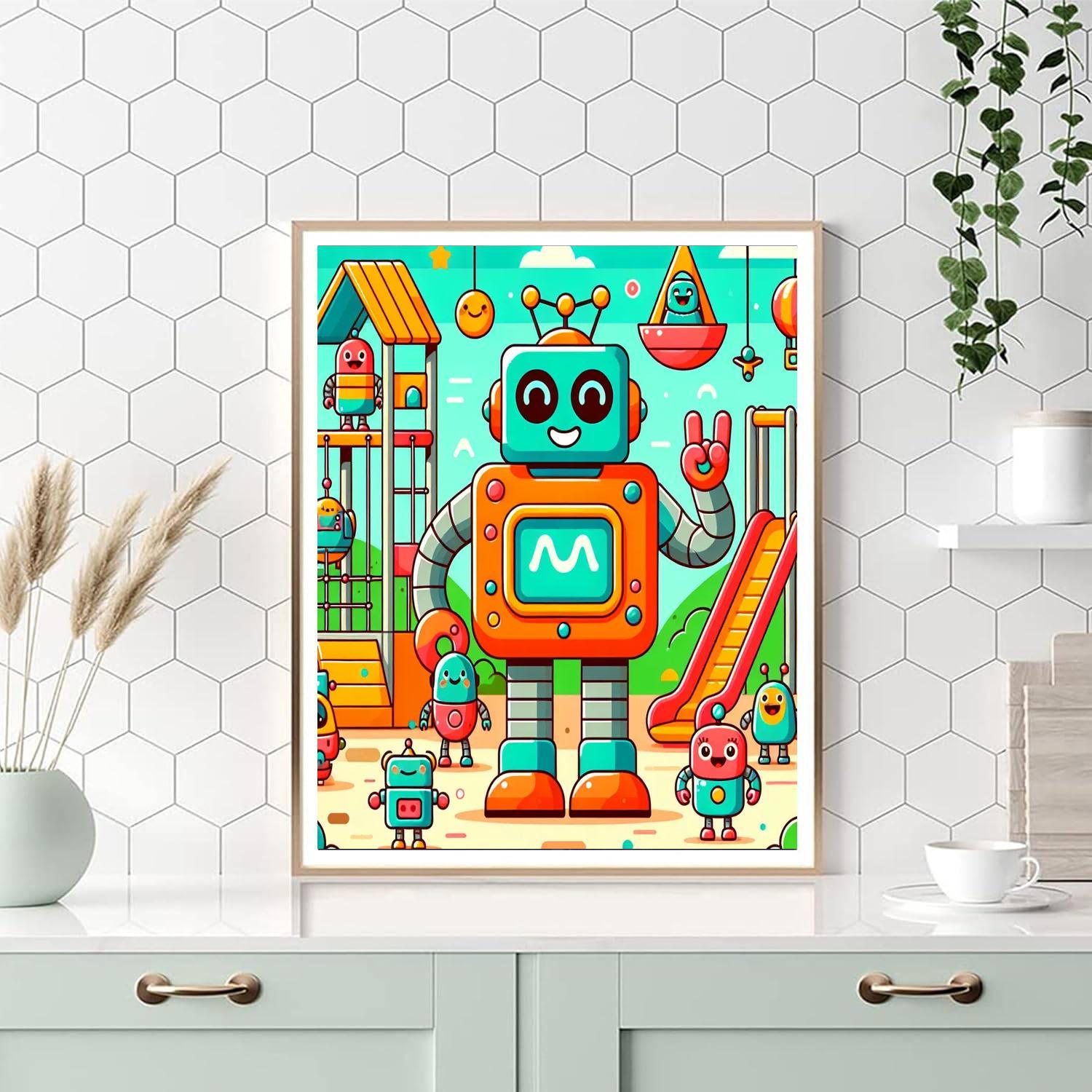Funky Robot Playland DIY Paint By Numbers