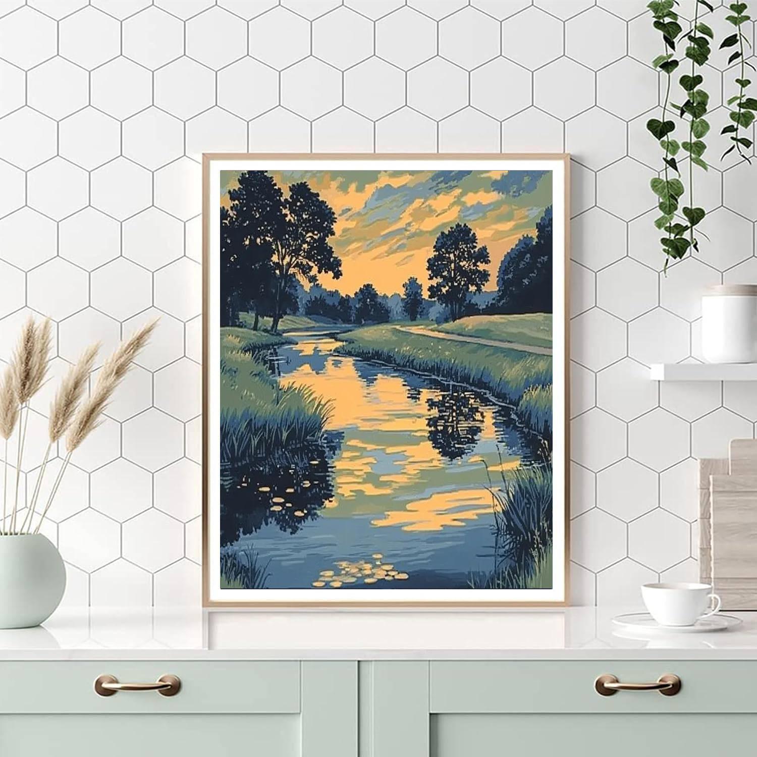 Utagawa Hiroshige Inspired Riverside Harmony At Dusk  Painting By Numbers Kit