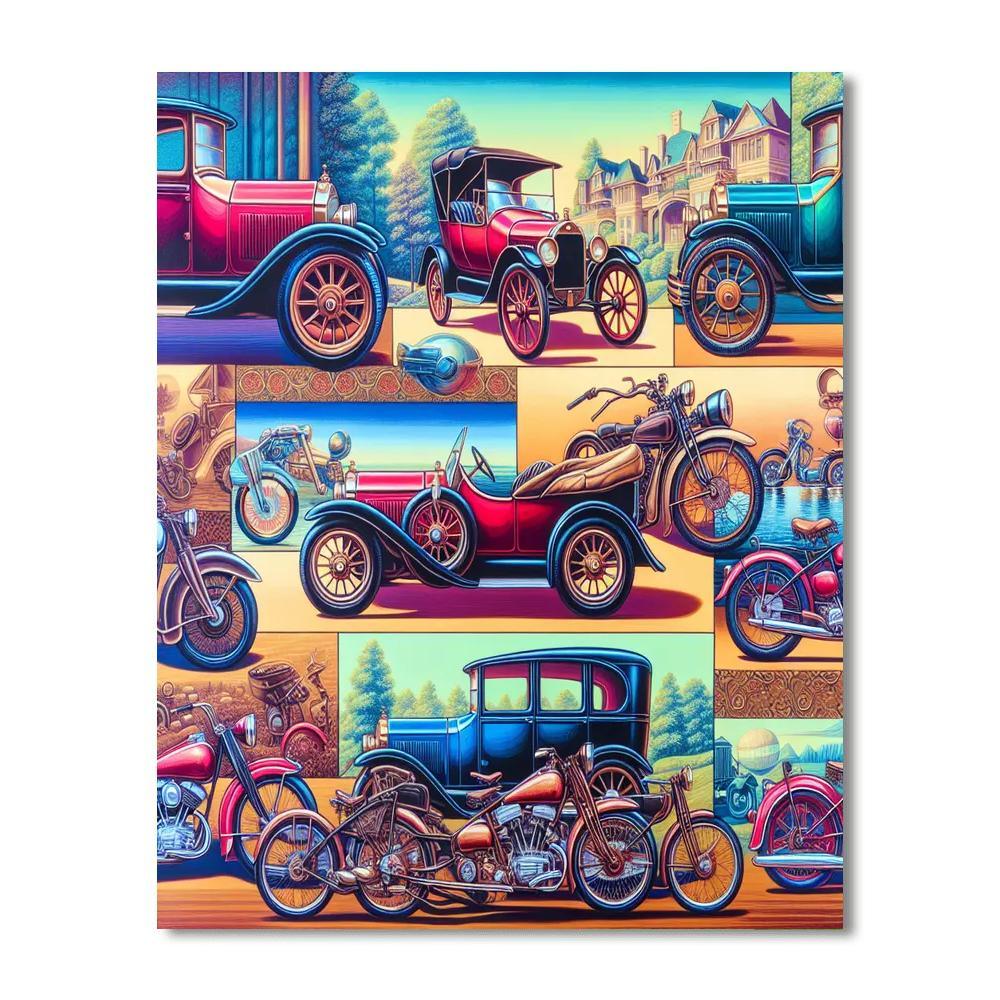 Vintage Vehicle Collection Paint By Numbers Kits