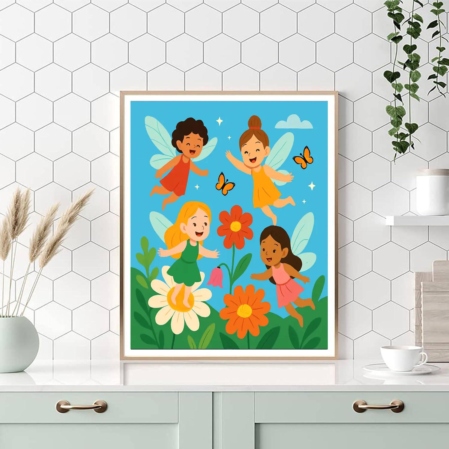 Cheerful Garden Fairies Numbered Painting Kits