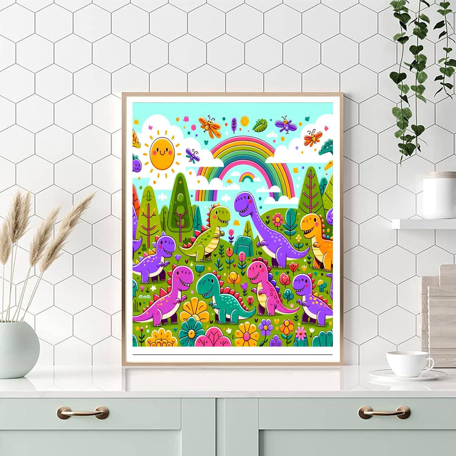 Friendly Dinosaur Dance Paint By Number
