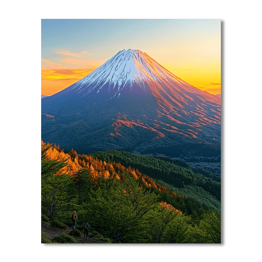 Climbing Mount Fuji - Japan Number Painting