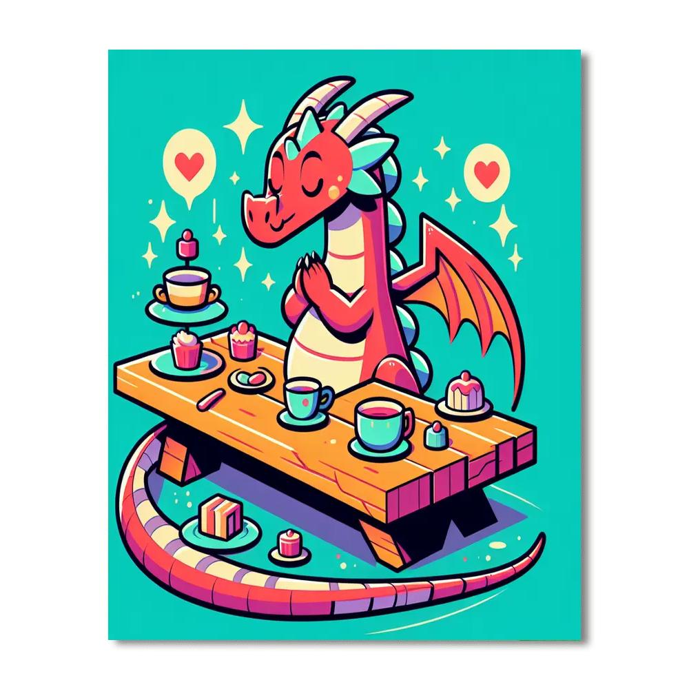 Charming Dragon's Tea Party Numbered Painting Kits