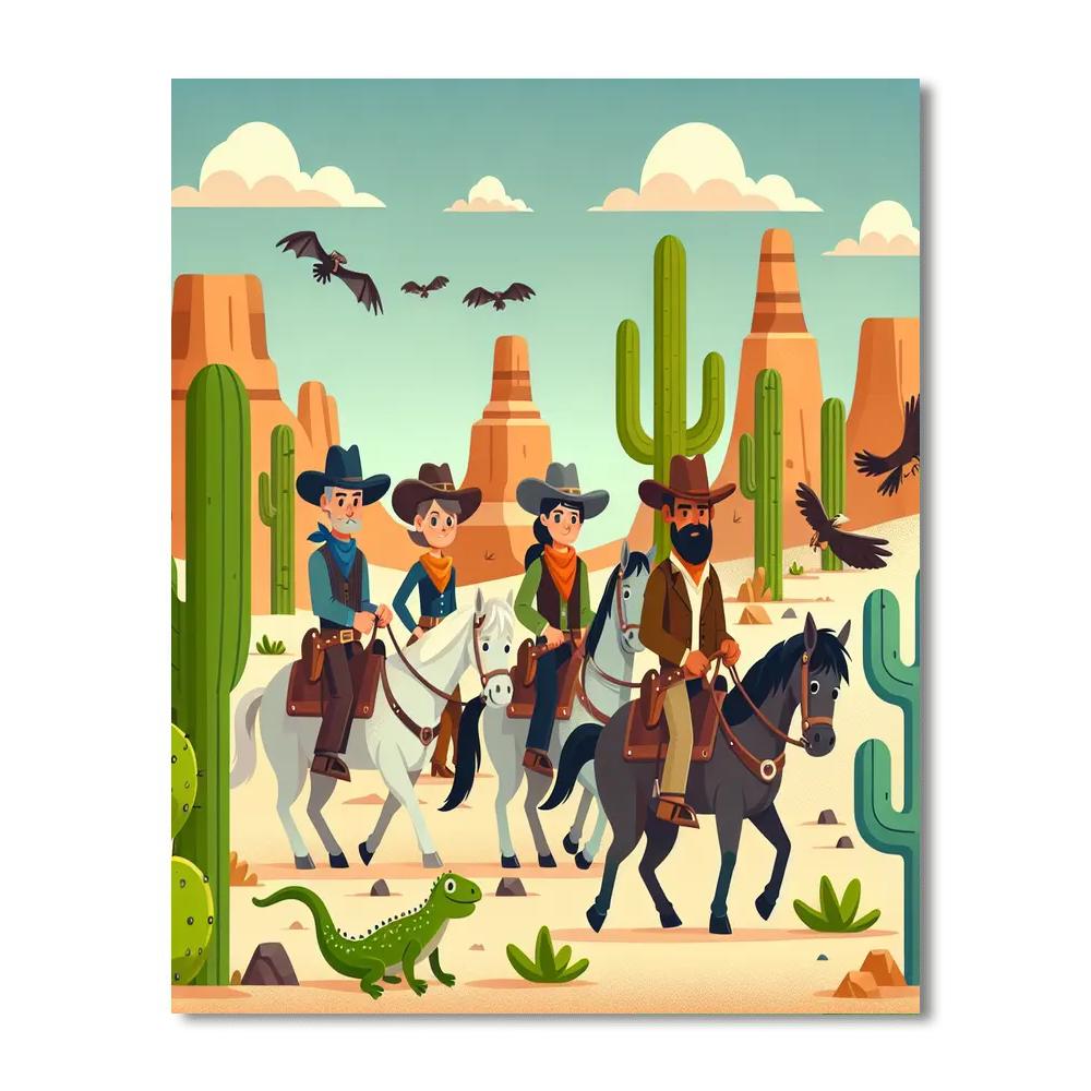 Wild West Cactus Country Painting Number Kit