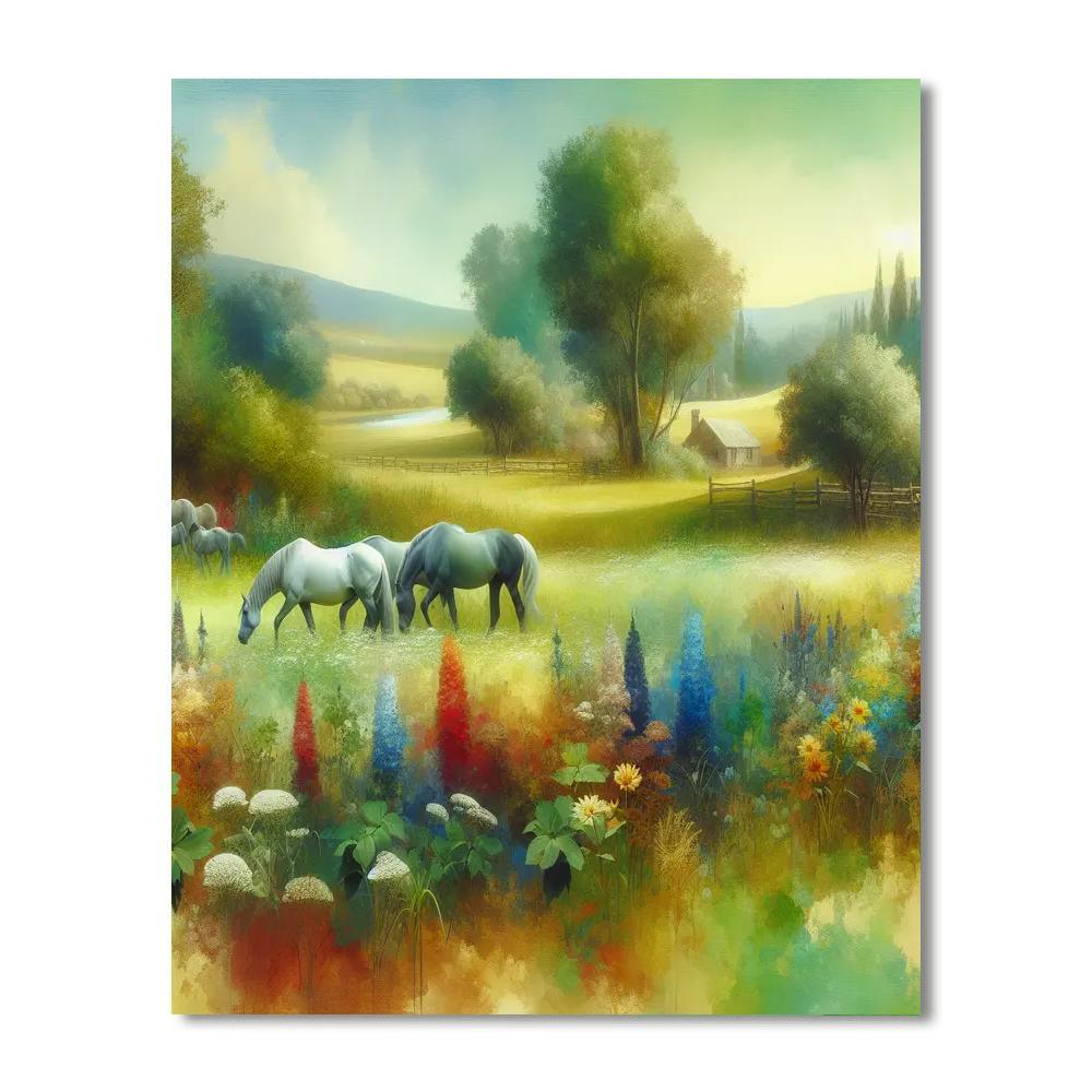 Horse Meadow Reverie DIY Paint By Numbers