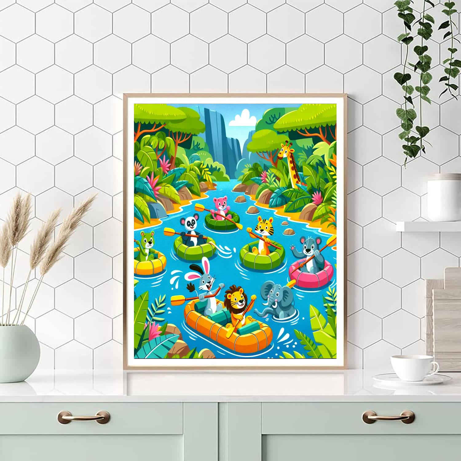 Jungle River Rafting Numbered Painting Kits