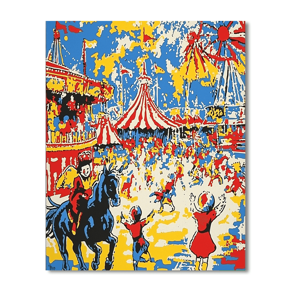 Keith Haring Inspired Whimsical Circus Delight  Paint By Number