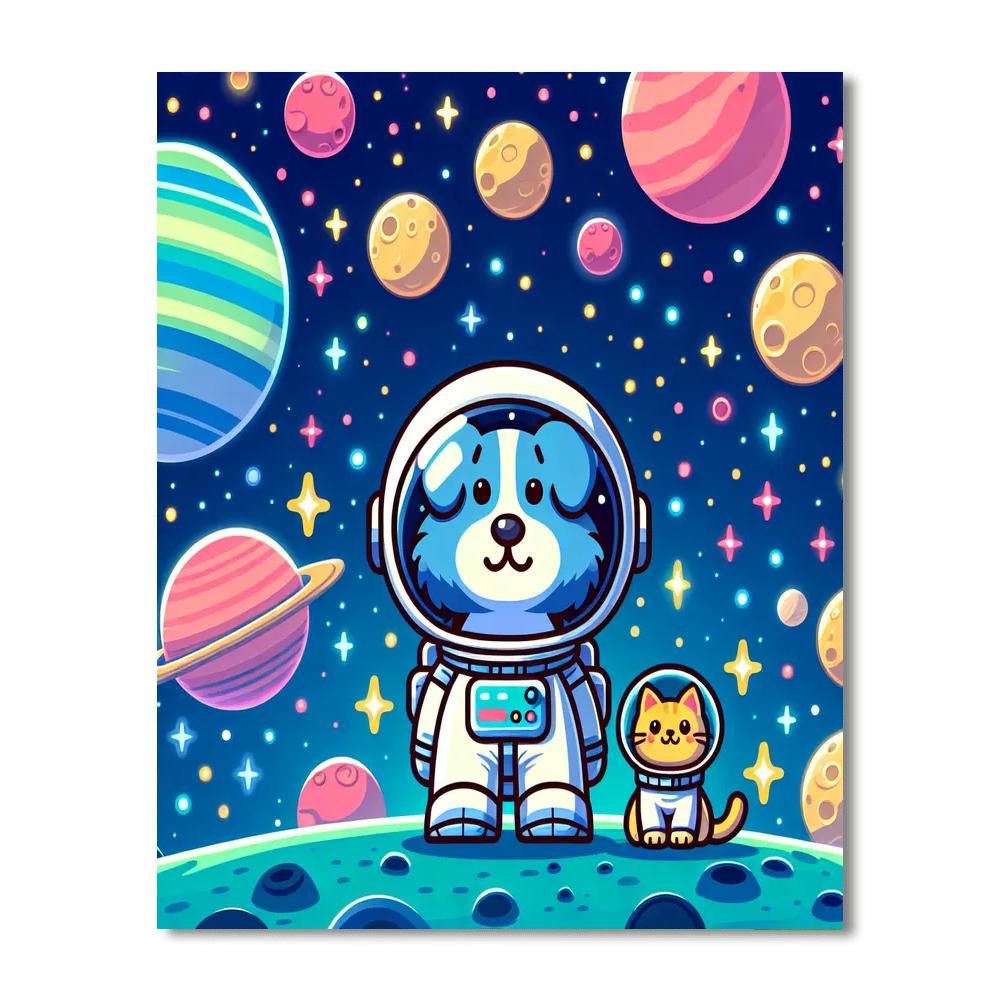 Space Animals Expedition Painting Number Kit