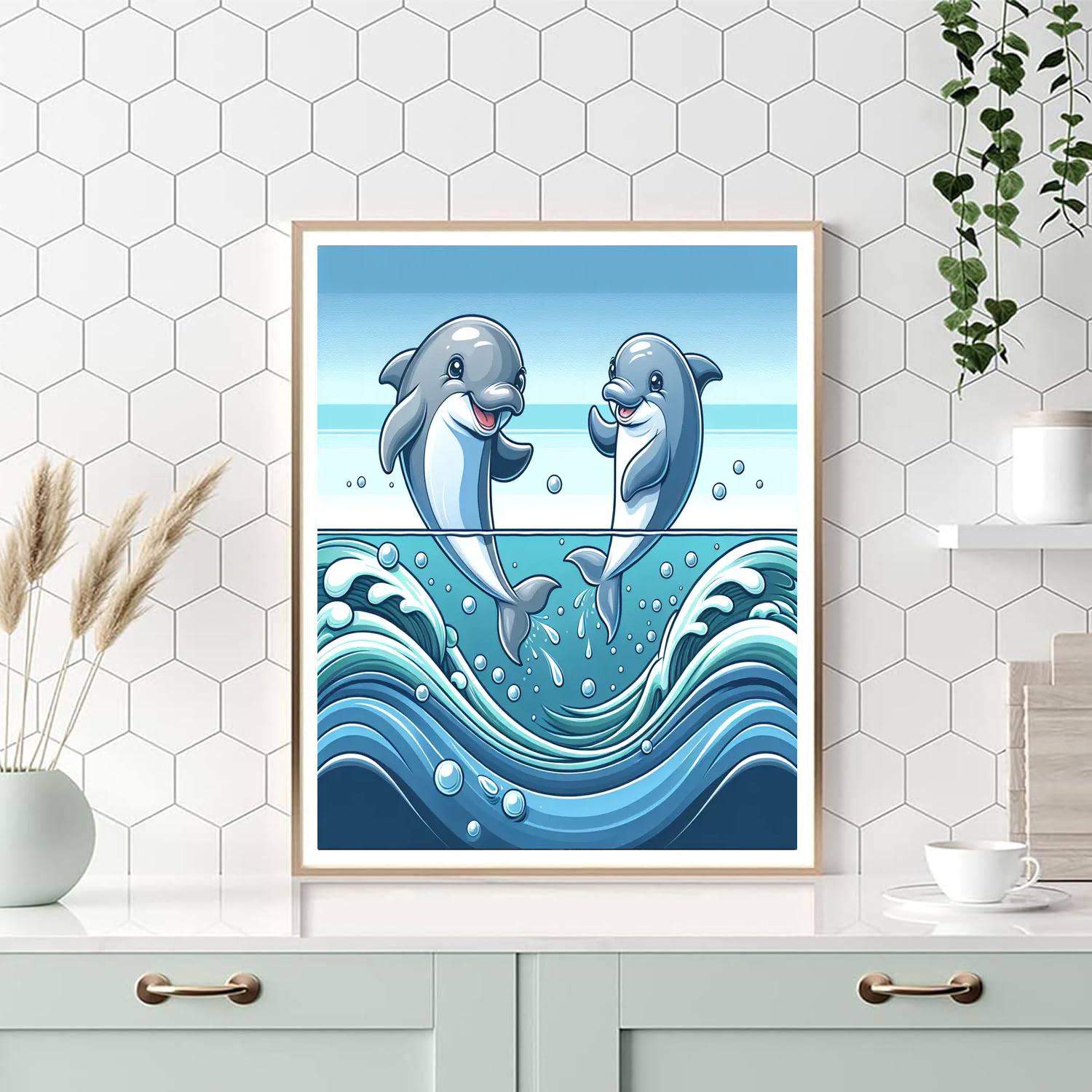 Playful Porpoises Paint By Numbers Art
