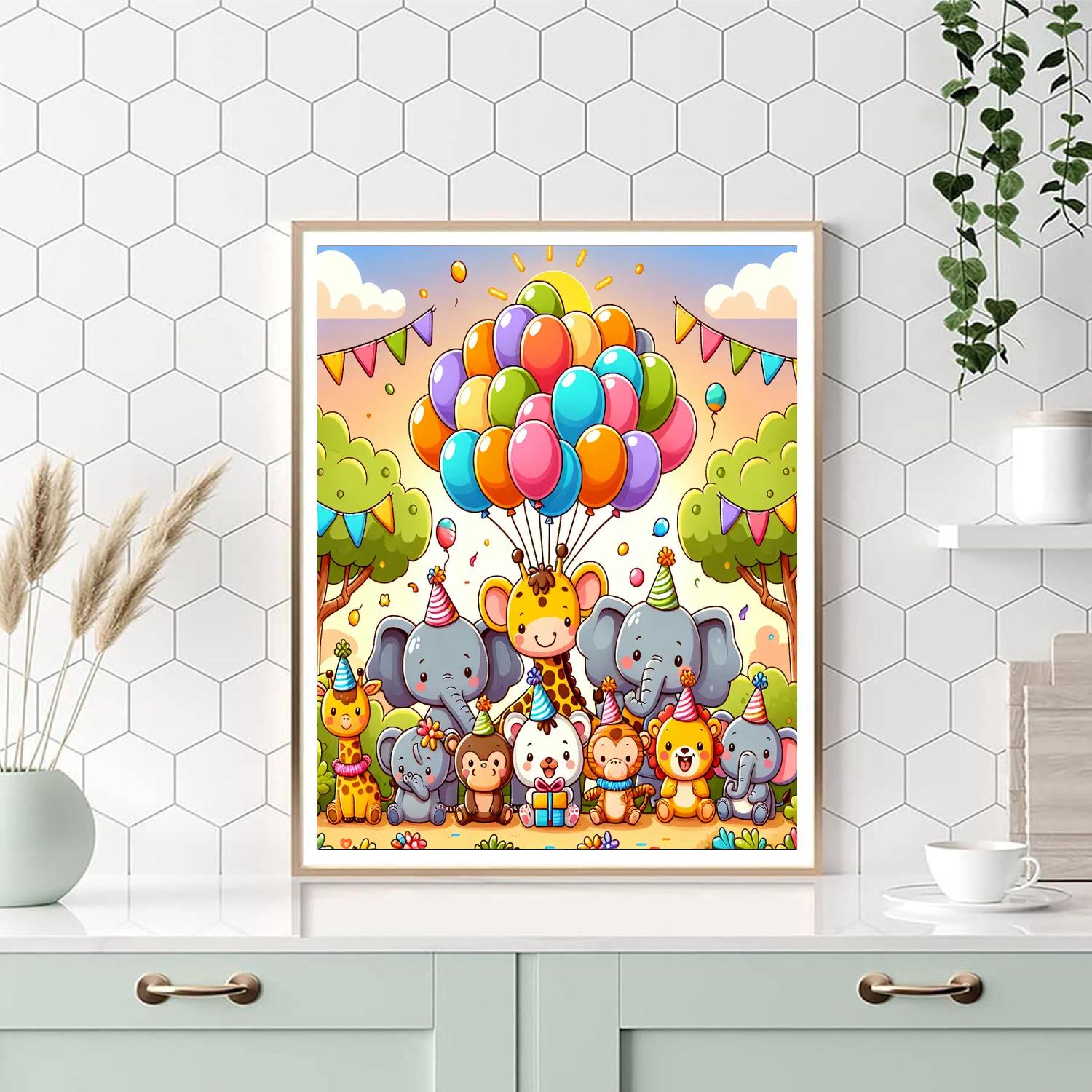 Happy Animal Friends Party Paint By Numbers