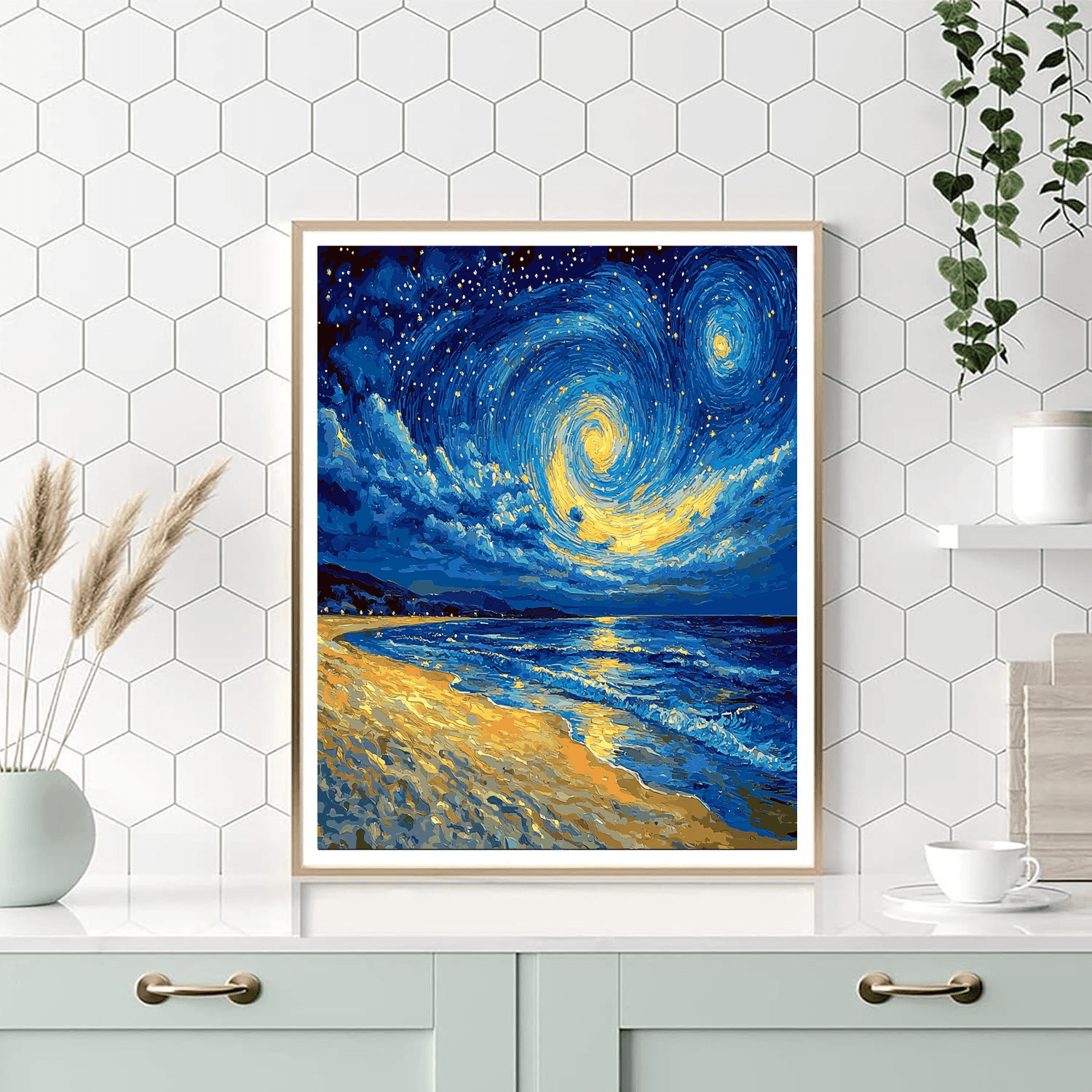 Vincent Van Gogh Inspired Starry Beachscape  Paint By Number