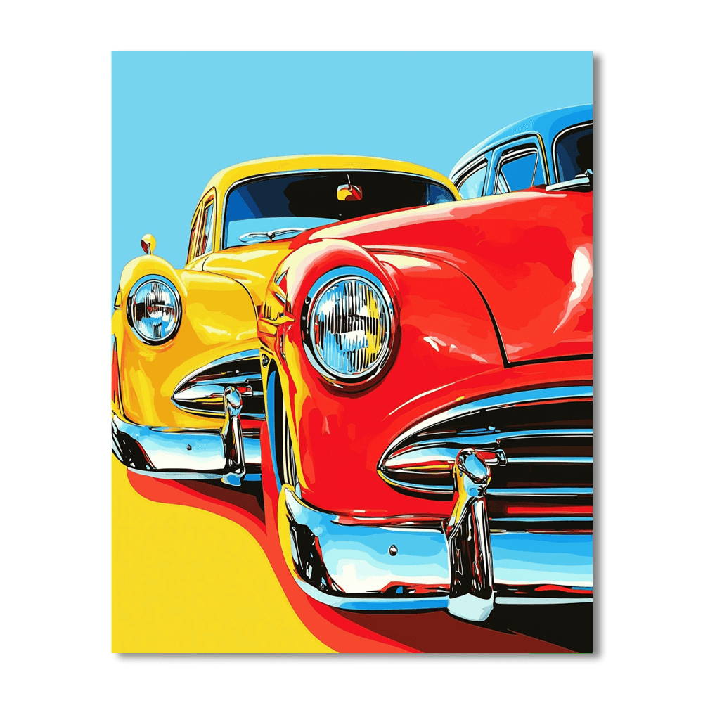 Roy Lichtenstein Inspired Classic Vintage Cars  Paint By Numbers Kits