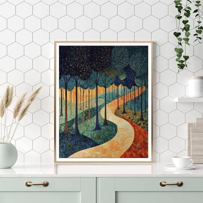 Nandalal Bose Inspired Journey Through The Sacred Forest  Paint By Number