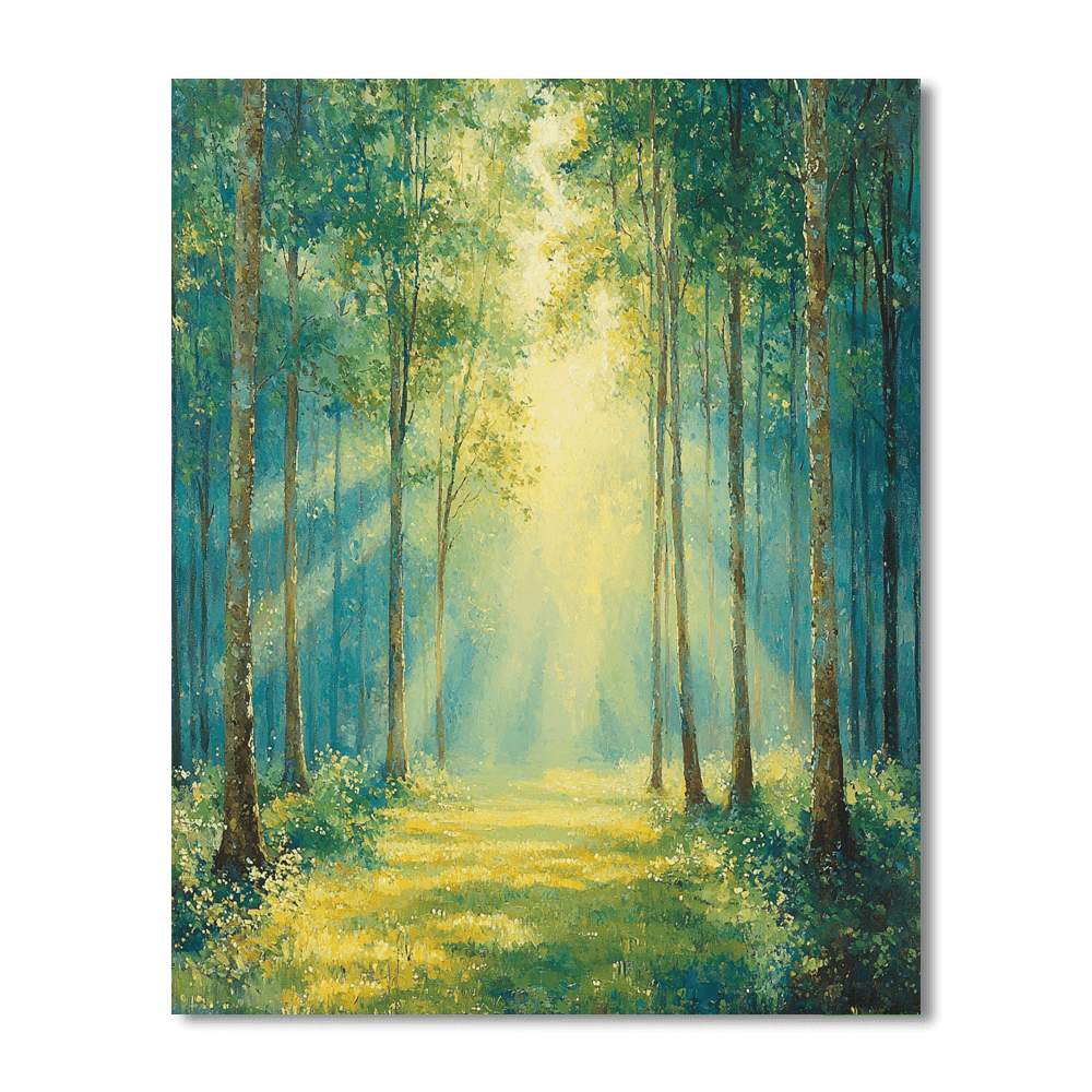 Claude Monet Inspired Tranquil Forest Sunrise  Number Painting