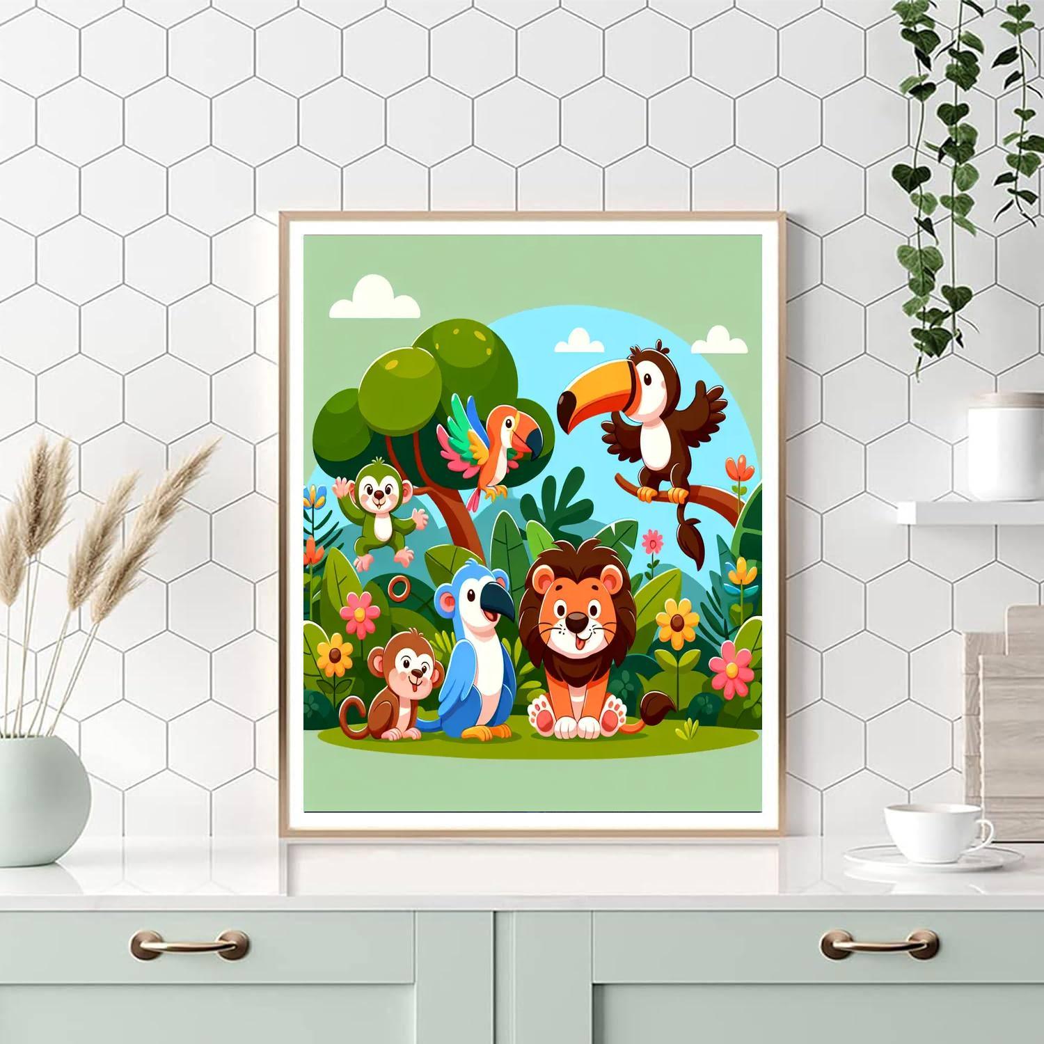 Lively Jungle Friends Number Painting