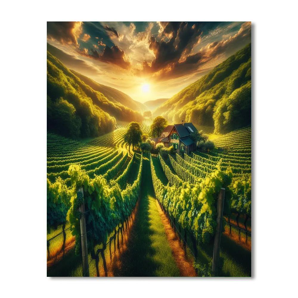 Lush Vineyard Tranquility Painting By Numbers Kit