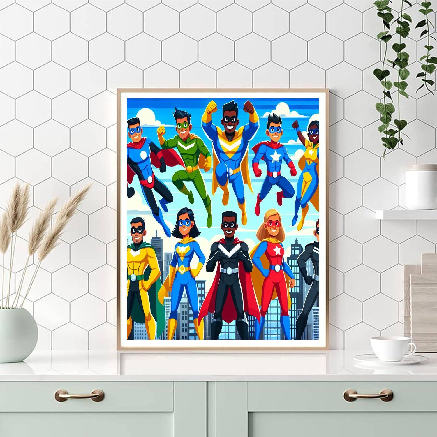 Adventurous Superhero Team Paint By Number