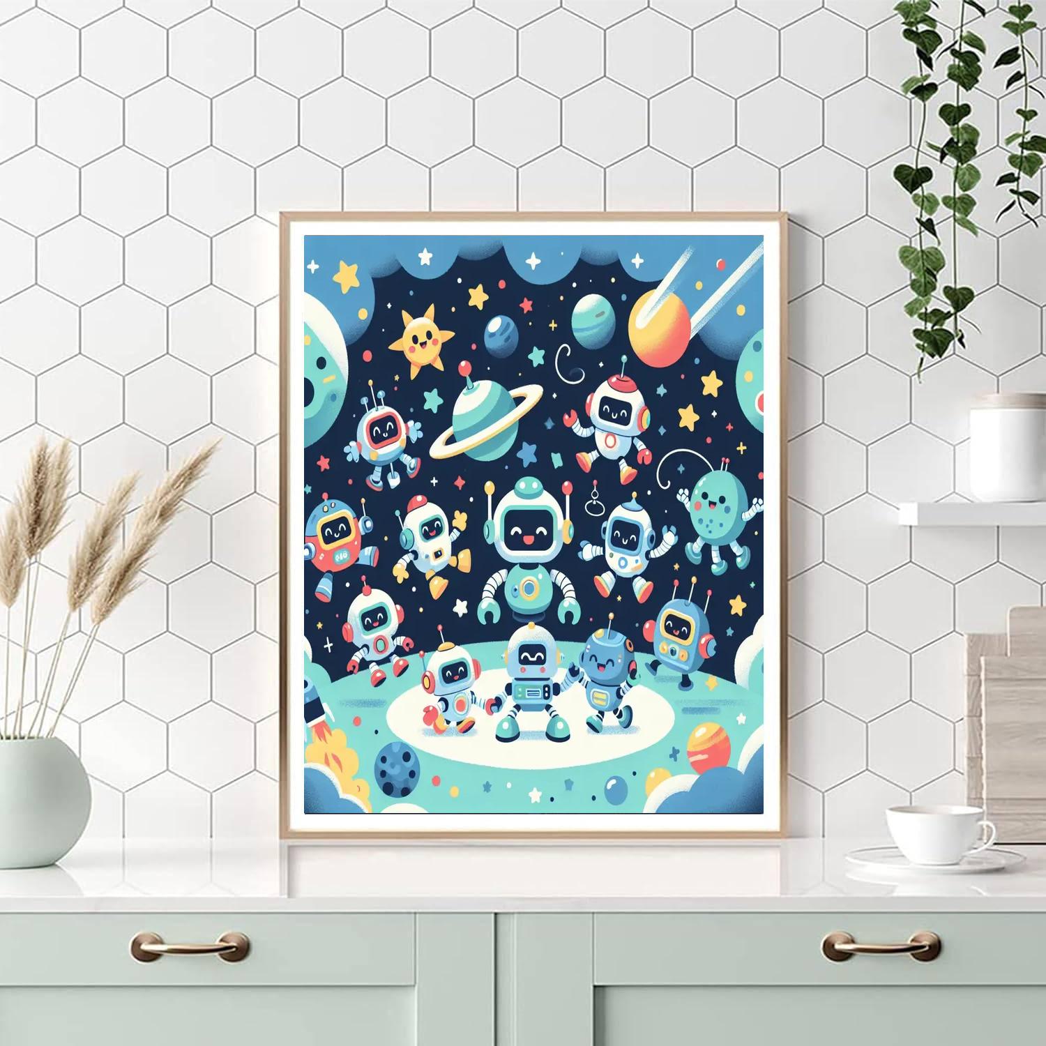Cool Space Robots Painting Number Kit