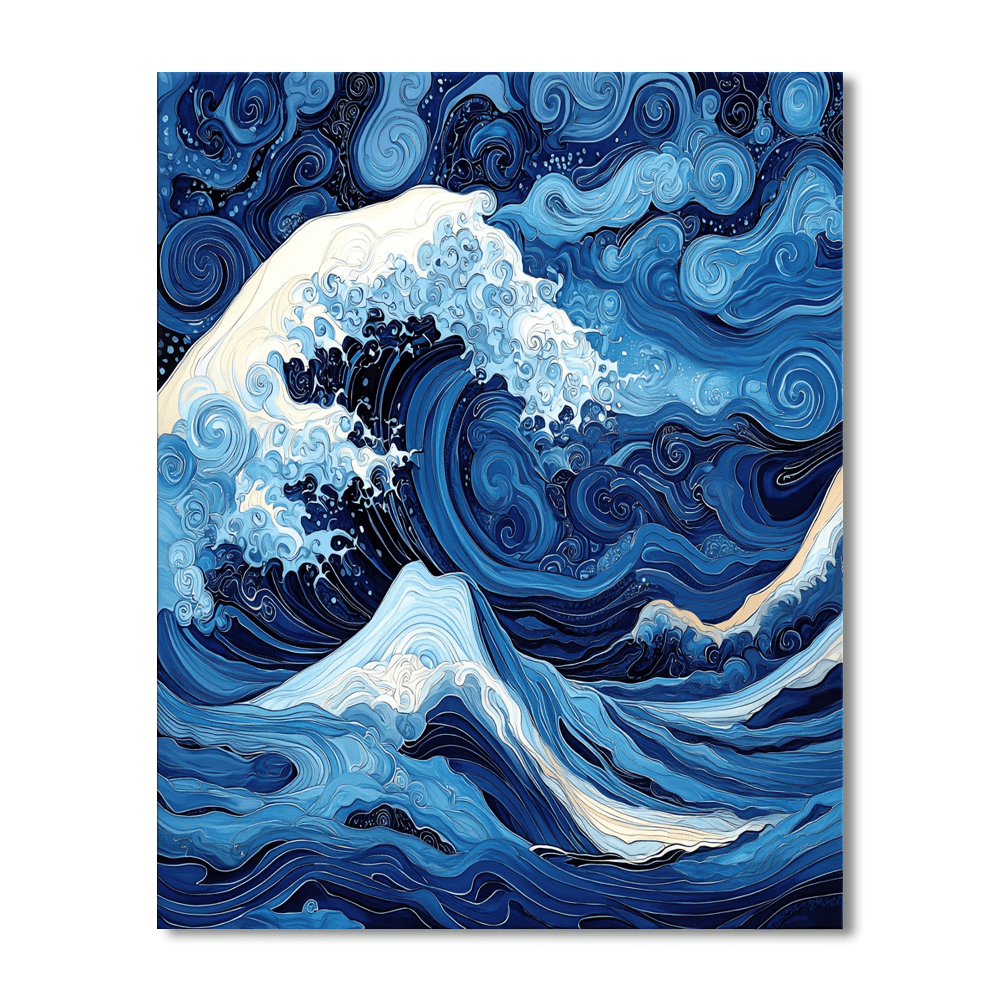 Hokusai Inspired Rhythmic Ocean Waves  DIY Paint By Numbers