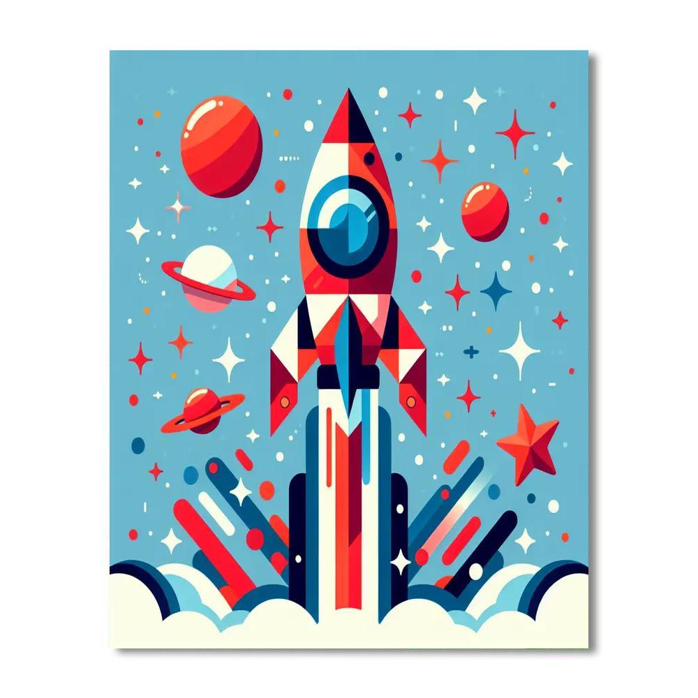 Rocketship Journey To The Stars Paint By Color
