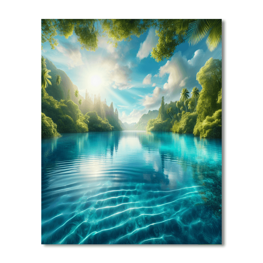 Sapphire Lagoon Serenity Number Painting