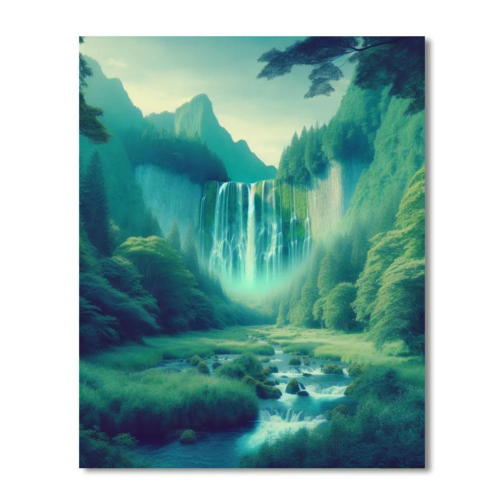 Mystical Waterfall Hideaway Painting By Numbers Kit