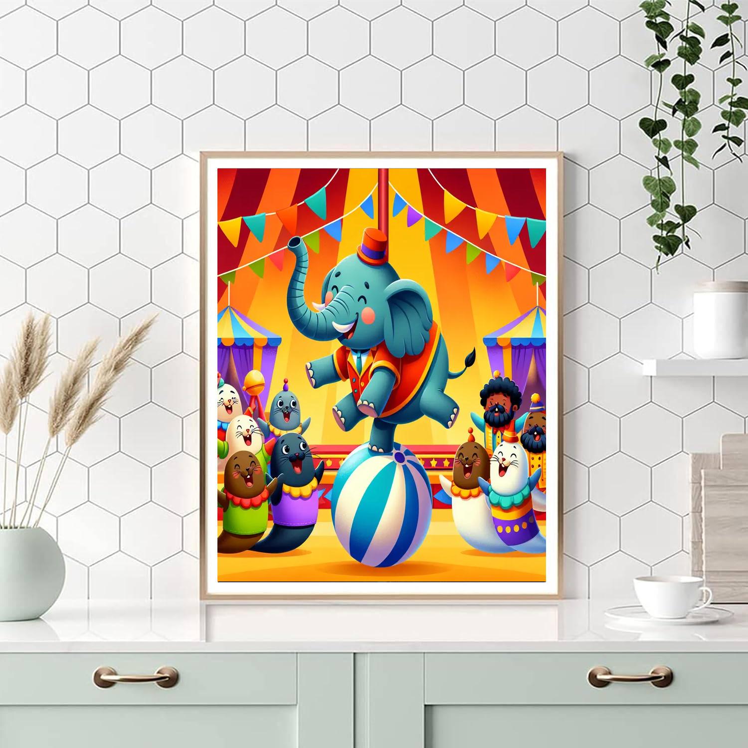 Cheerful Animal Circus Painting Number Kit
