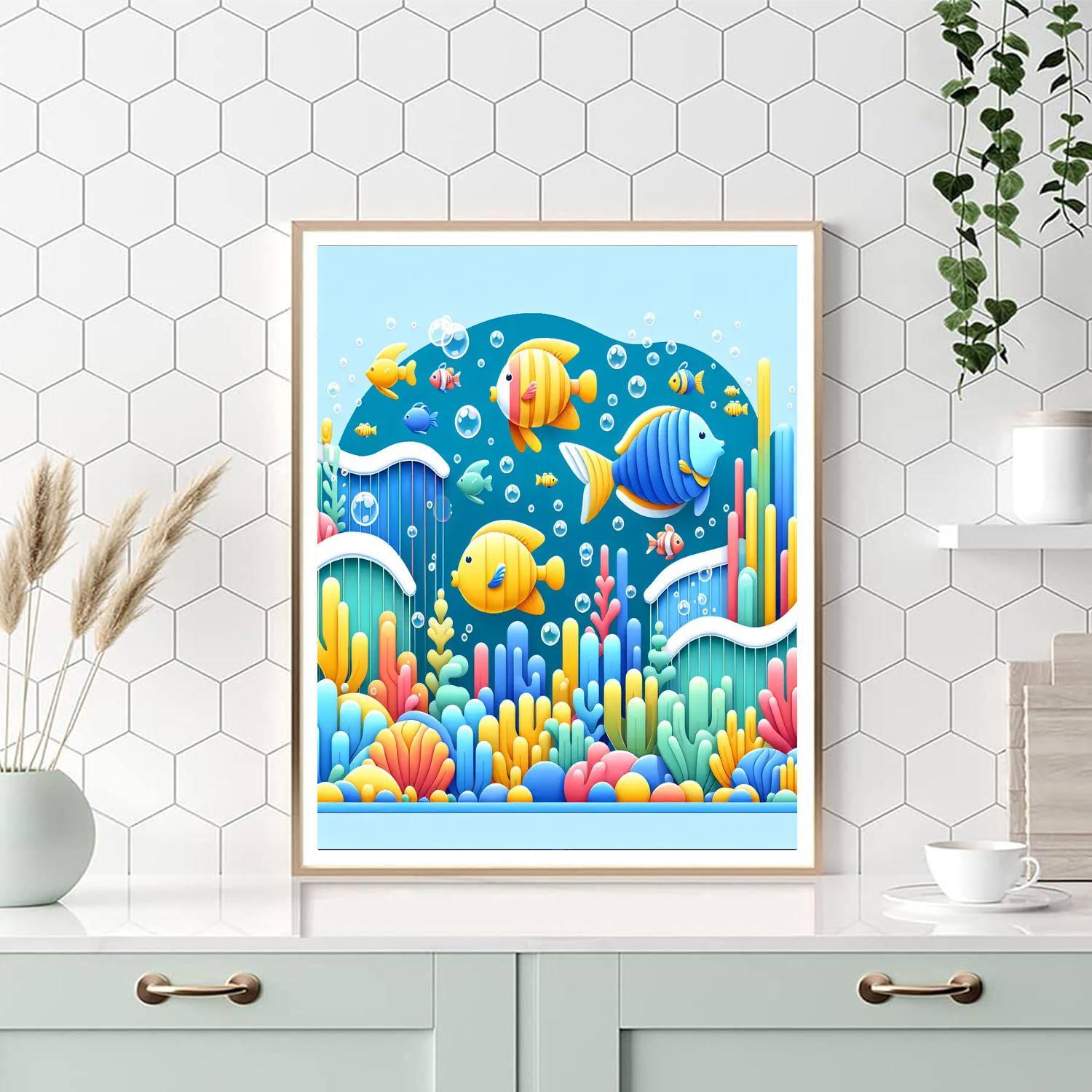 Bubbly Tropical Fish Paint By Numbers Art