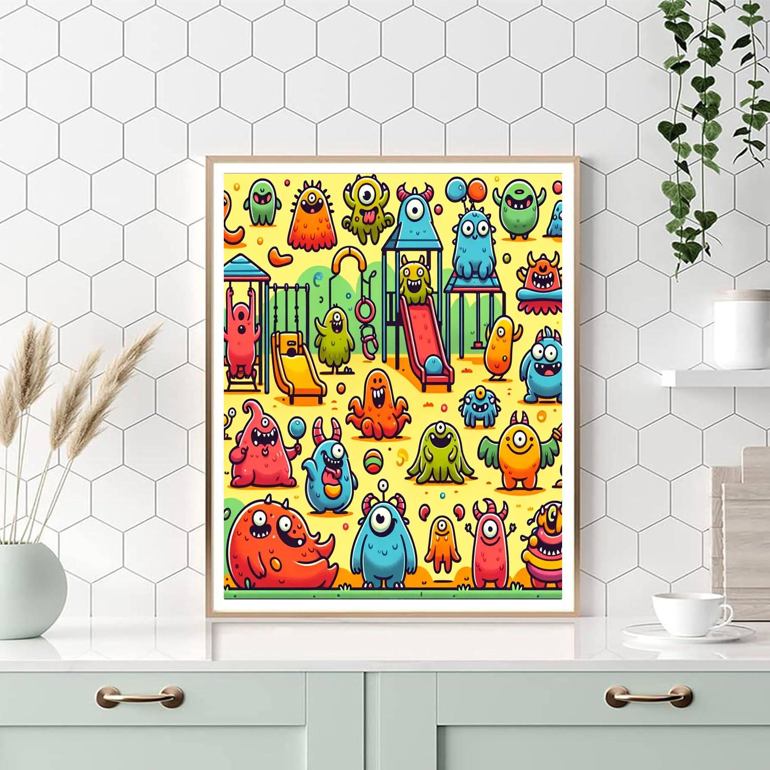 Silly Monster's Playground Paint By Numbers Art