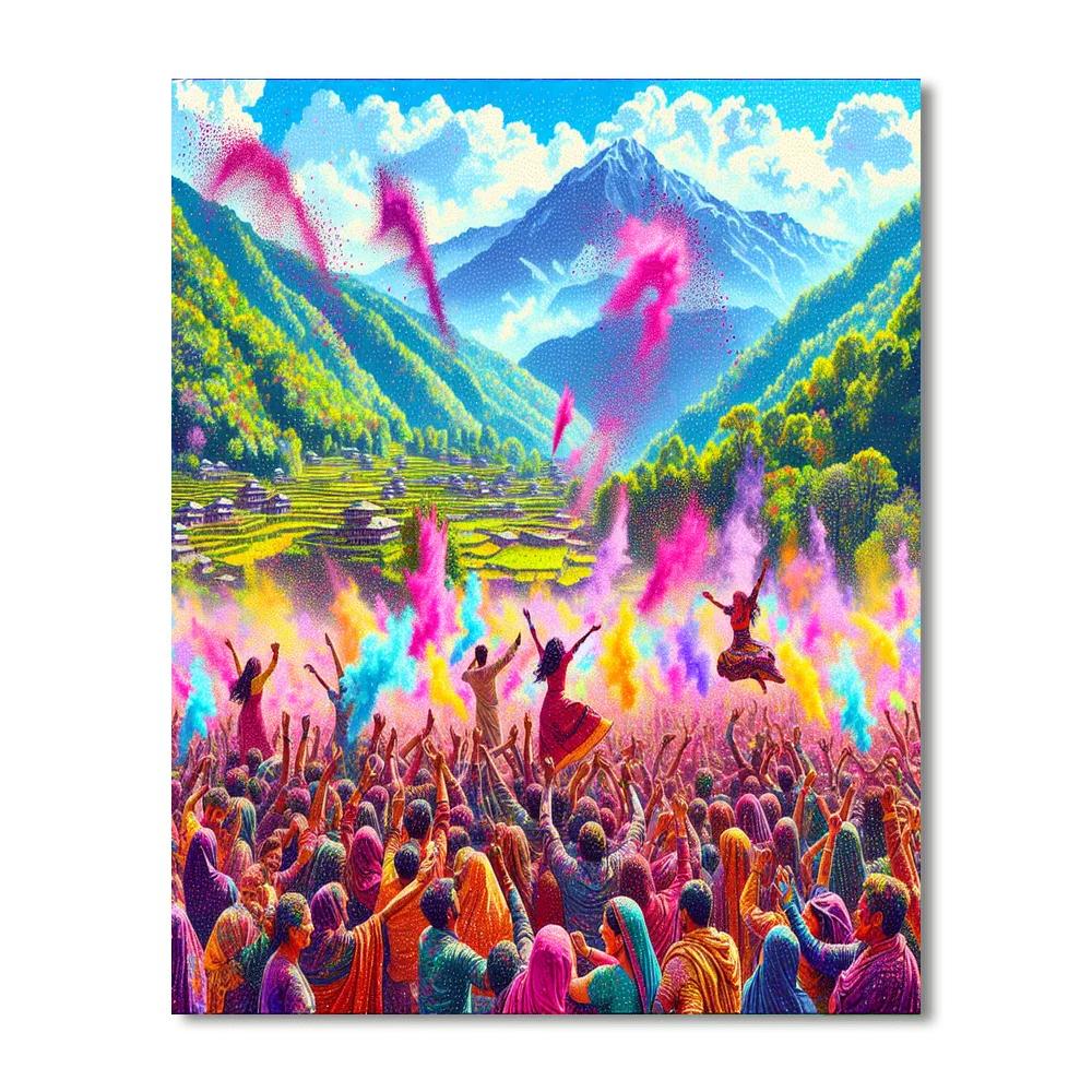 Holi Festival - Nepal Painting Number Kit