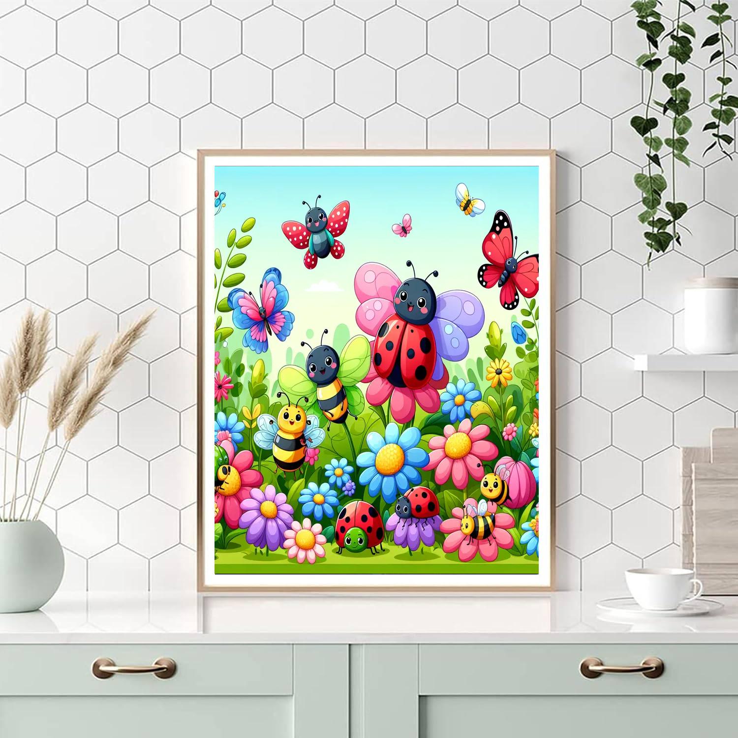 Colorful Insect Exploration Paint By Numbers Art