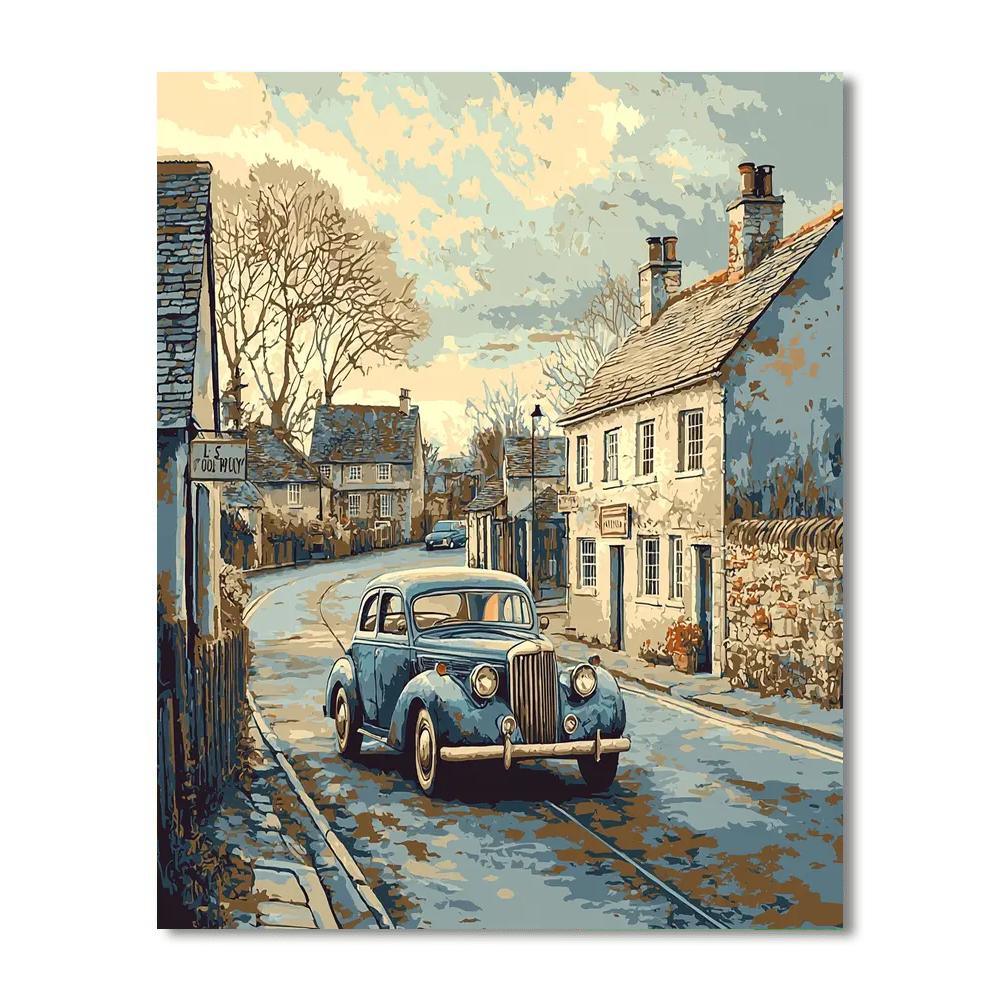 L.S. Lowry Inspired Vintage Auto Enthusiast  Paint By Numbers