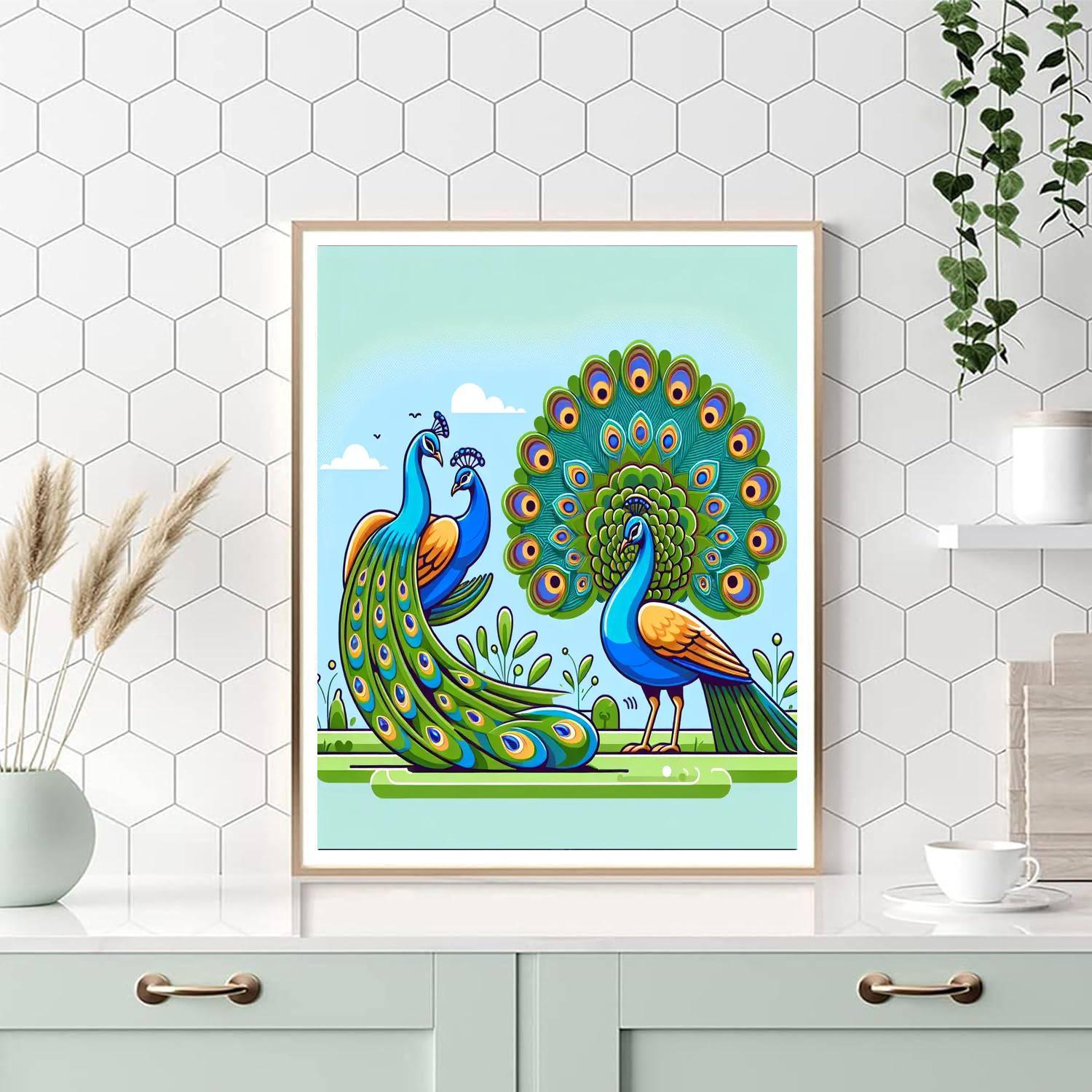 Peacock Parade Paint By Numbers Art