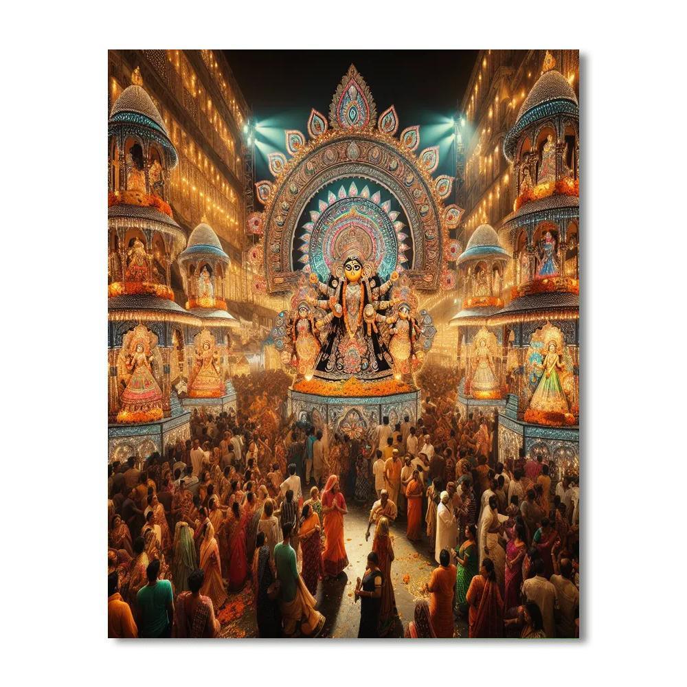 Kolkata Durga Puja - Kolkata, India Numbered Painting Kits