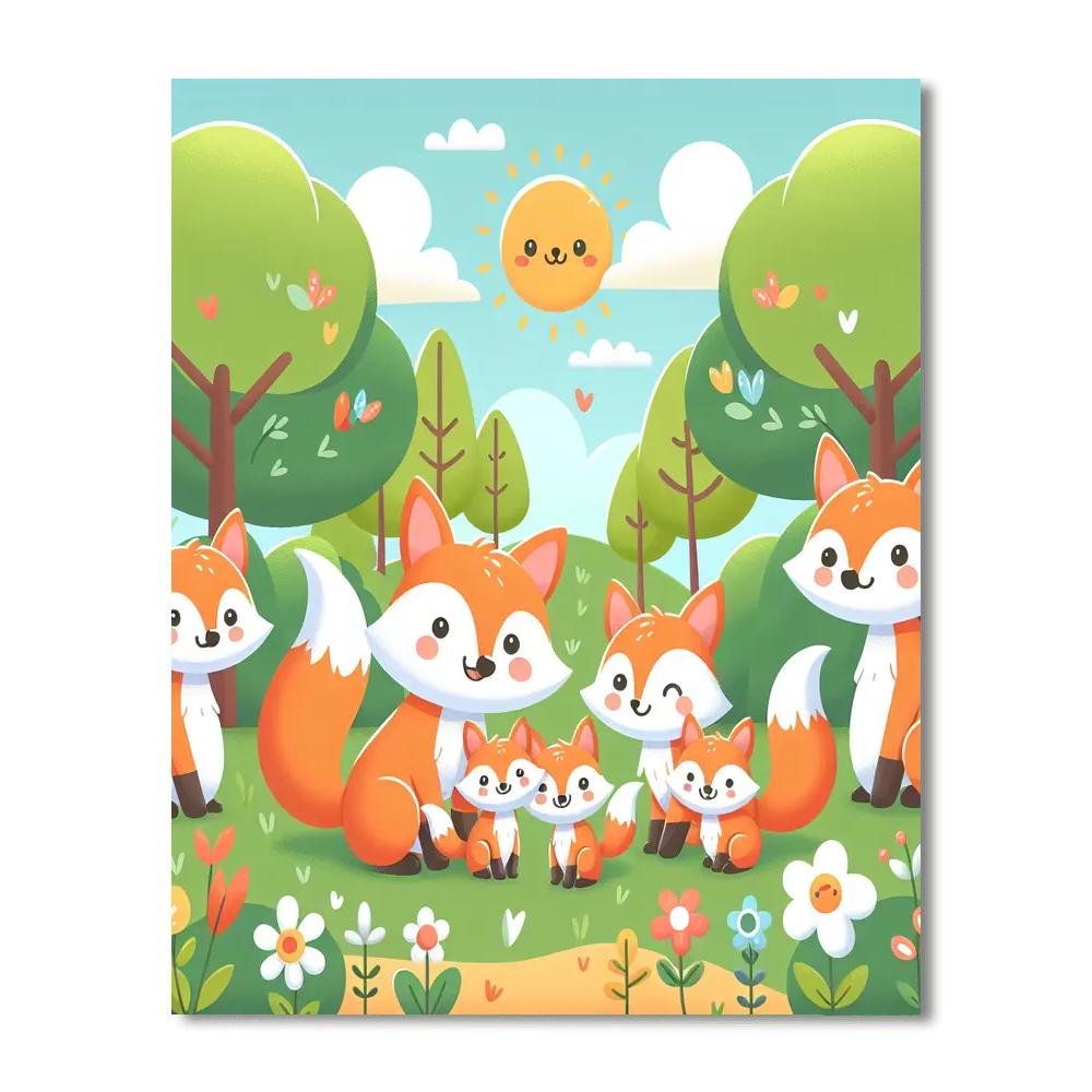 Curious Fox Family Painting Number Kit