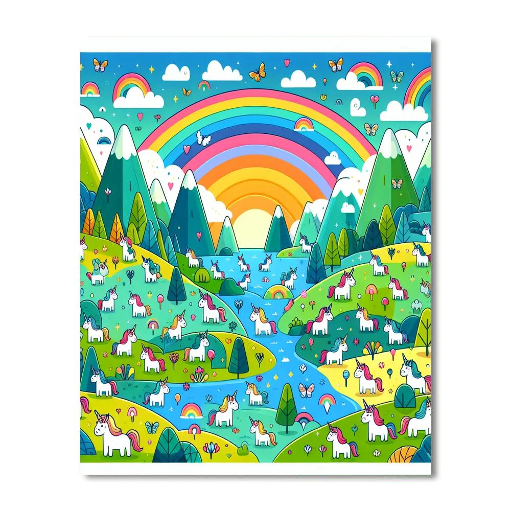 Unicorn's Rainbow Valley Numbered Painting Kits