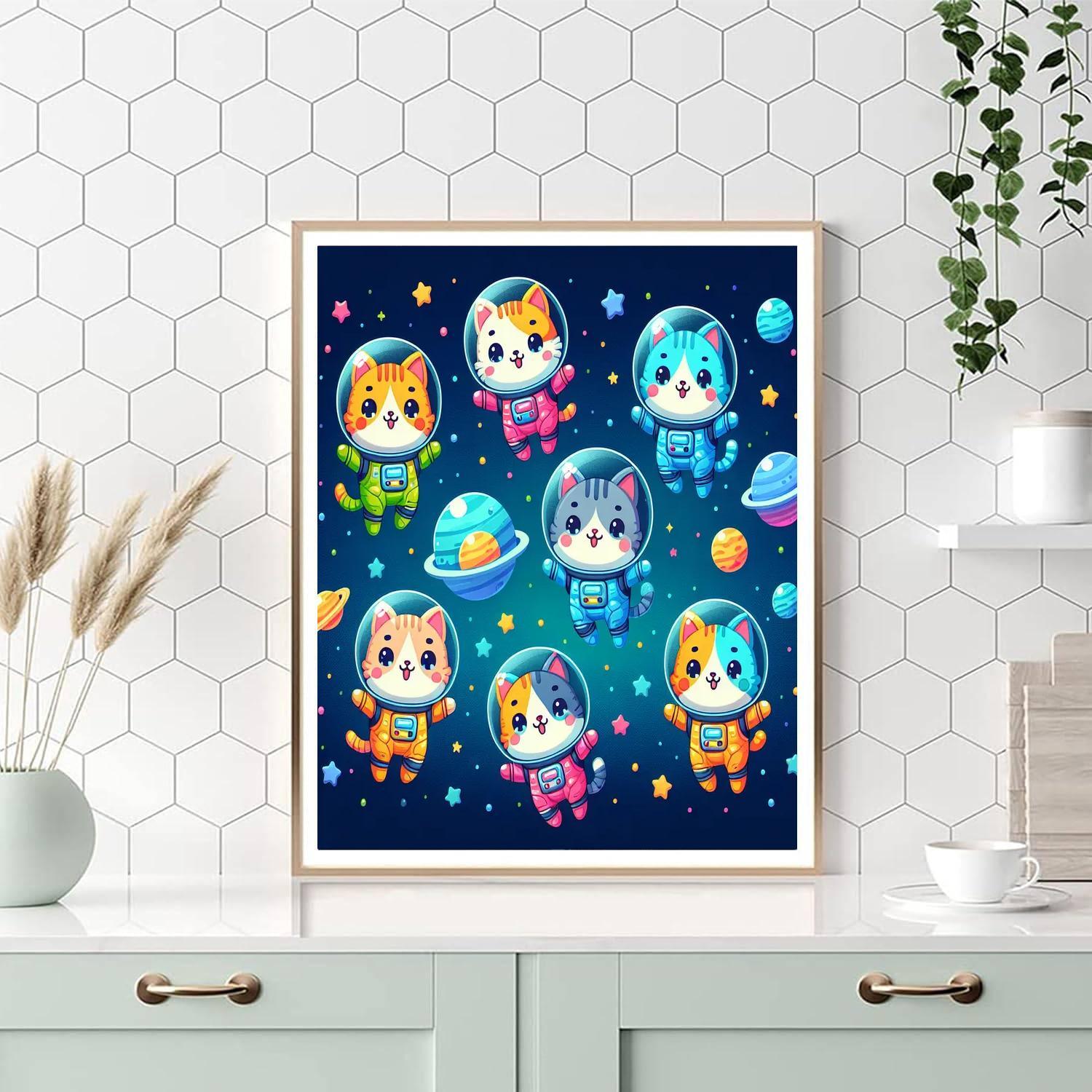 Cosmic Kittens In Space Paint By Color