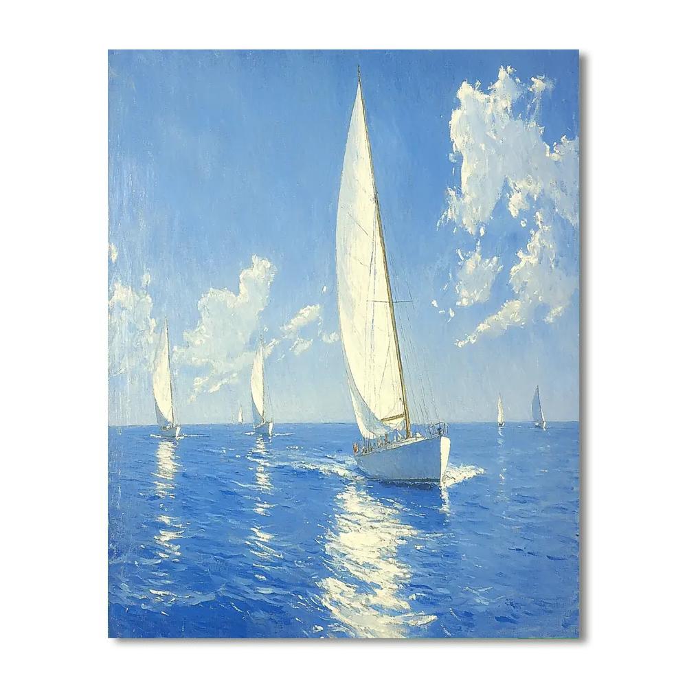 Winslow Homer Inspired Timeless Sailboat Voyage  Number Painting