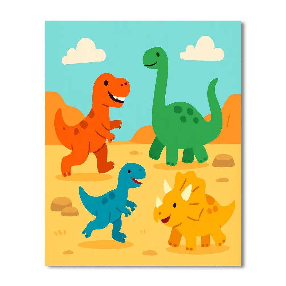 Dinosaur's Playtime DIY Paint By Numbers