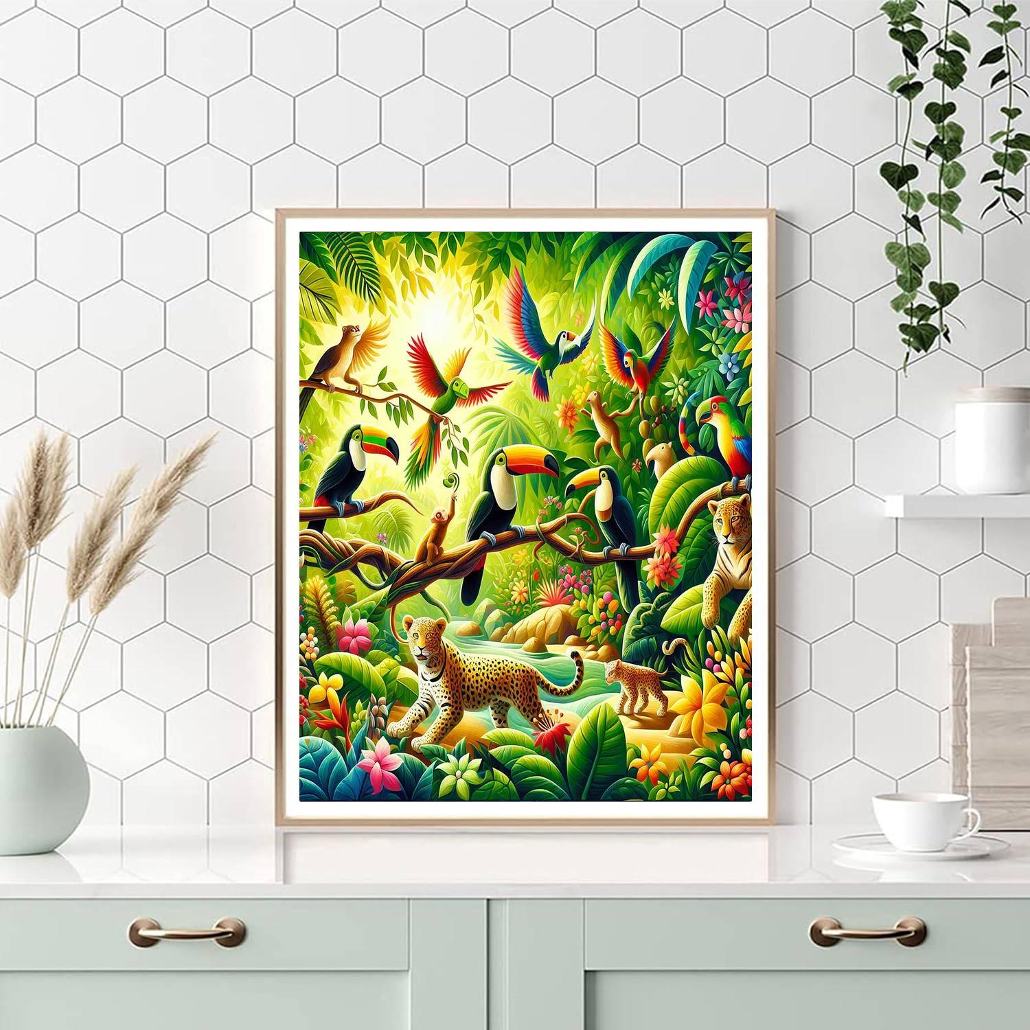 Lively Jungle Fiesta Numbered Painting Kits