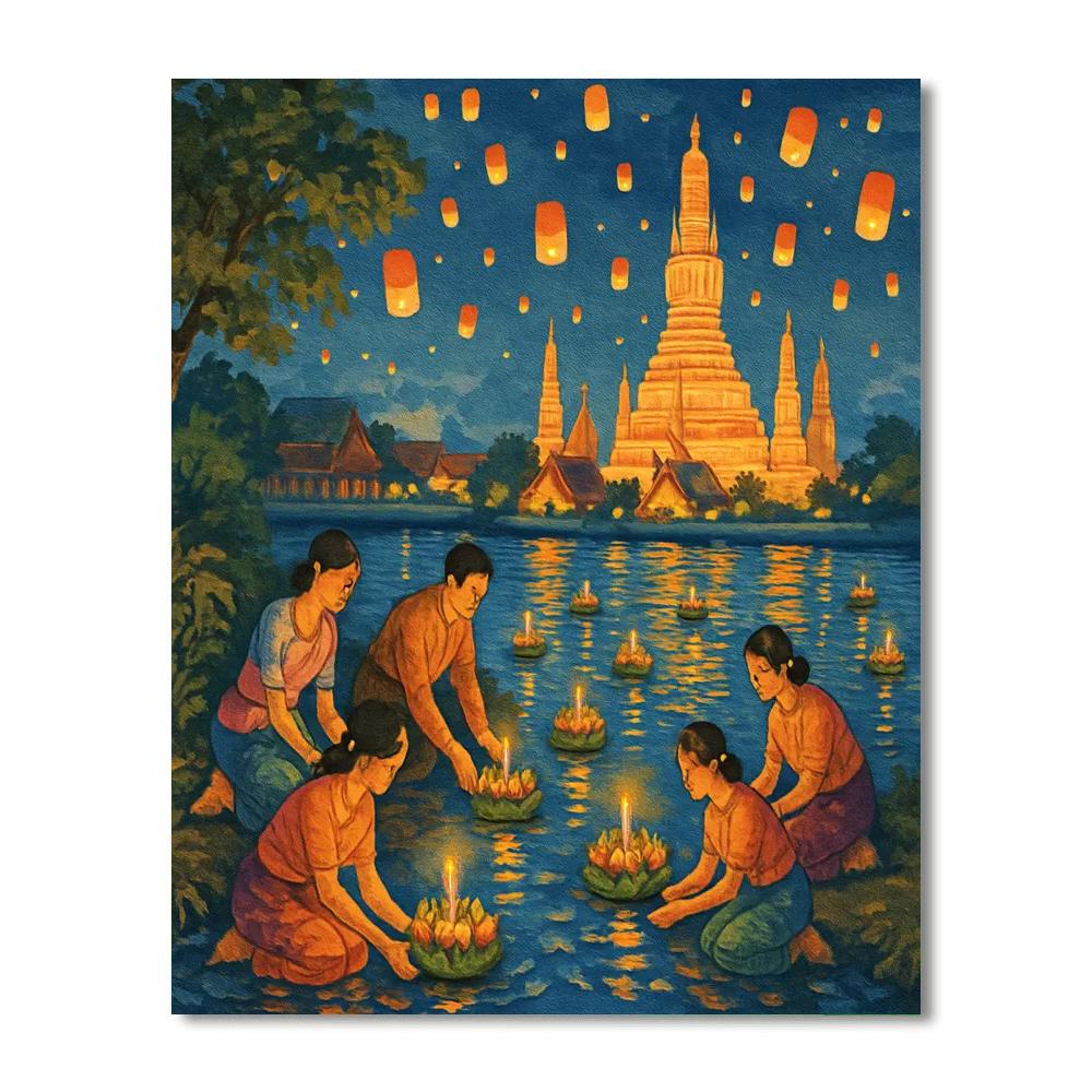 Loi Krathong - Bangkok, Thailand Painting By Numbers Kit