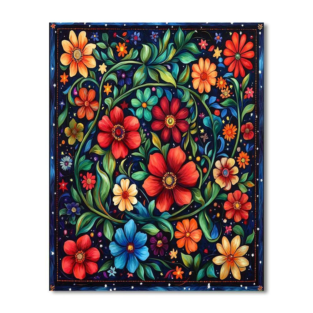 Frida Kahlo Inspired Harmony Of Flora And Cosmos  Numbered Painting Kits