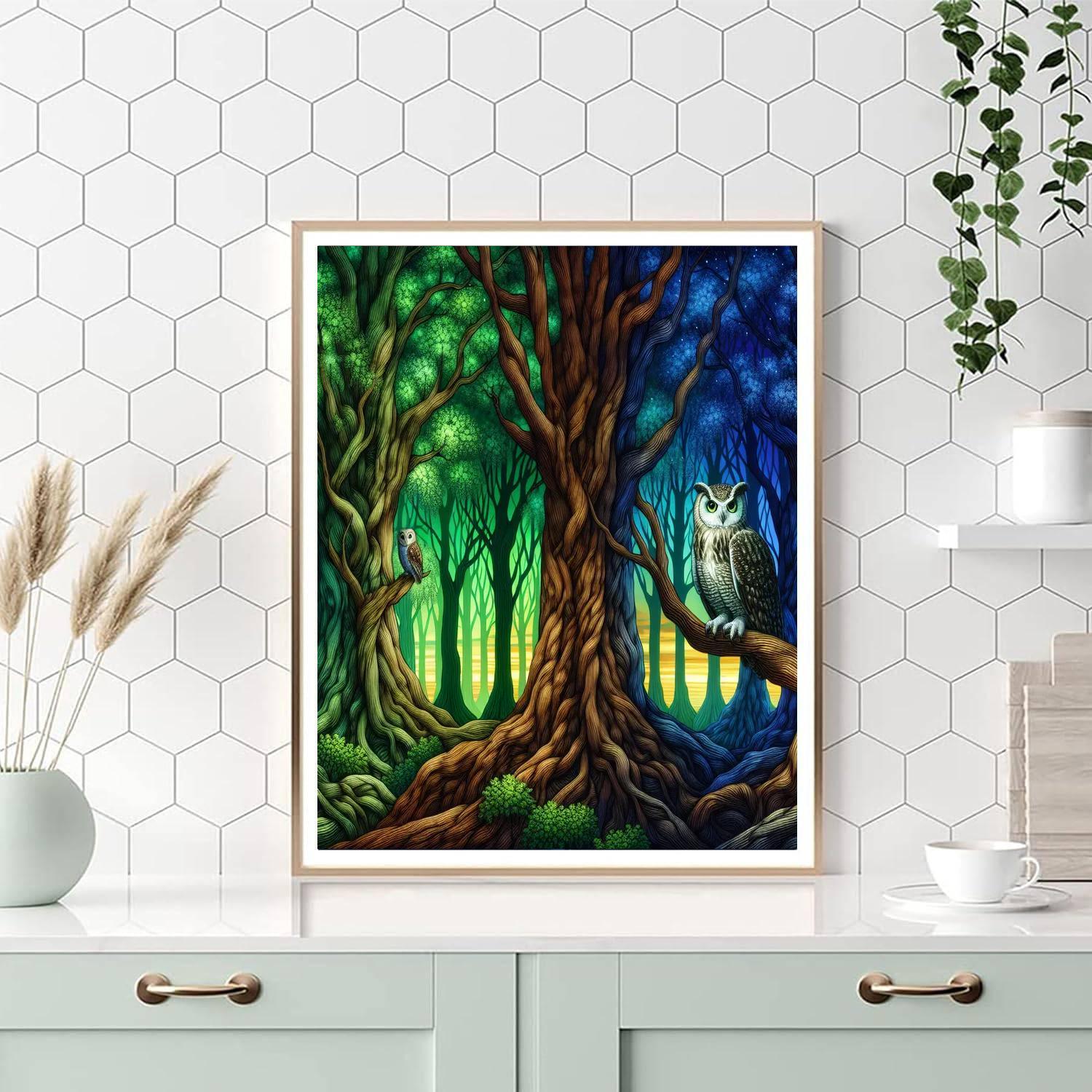 Enchanted Owl Forest Paint By Color